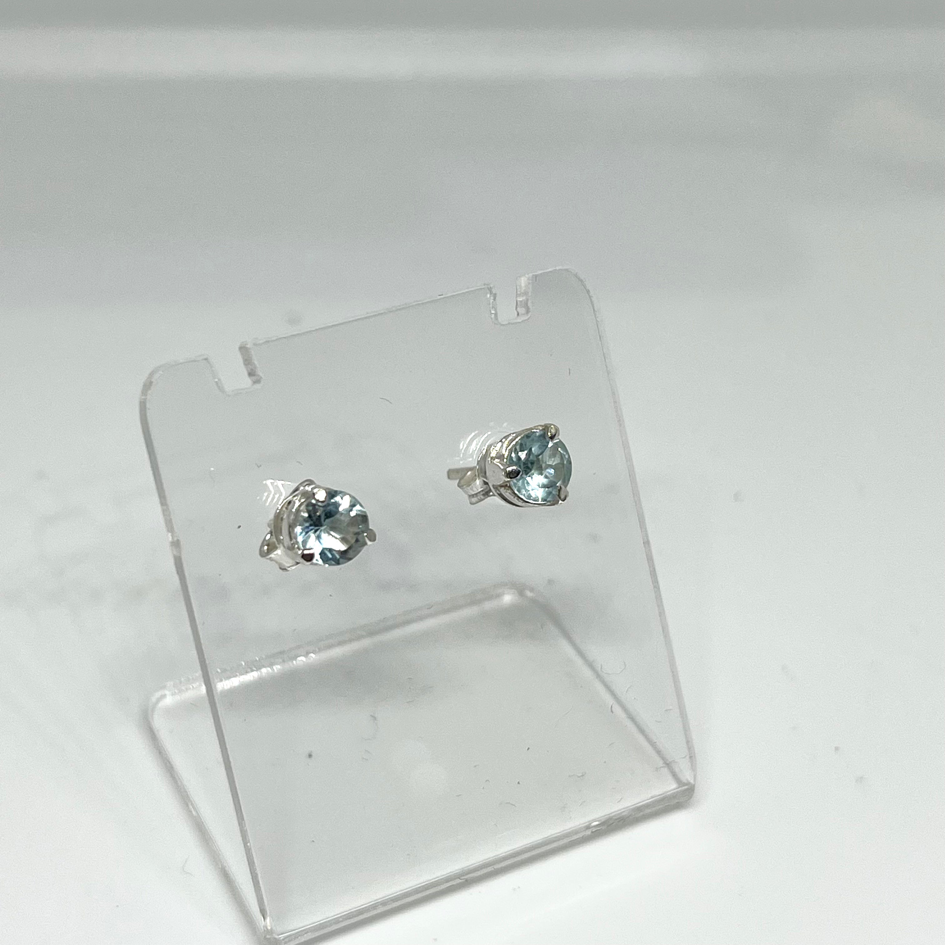 5mm Round Faceted Gemstone Stud Earrings - 3 Prong Set (PSE005) | Elegant & Durable for Daily Wear, Parties & Gifts