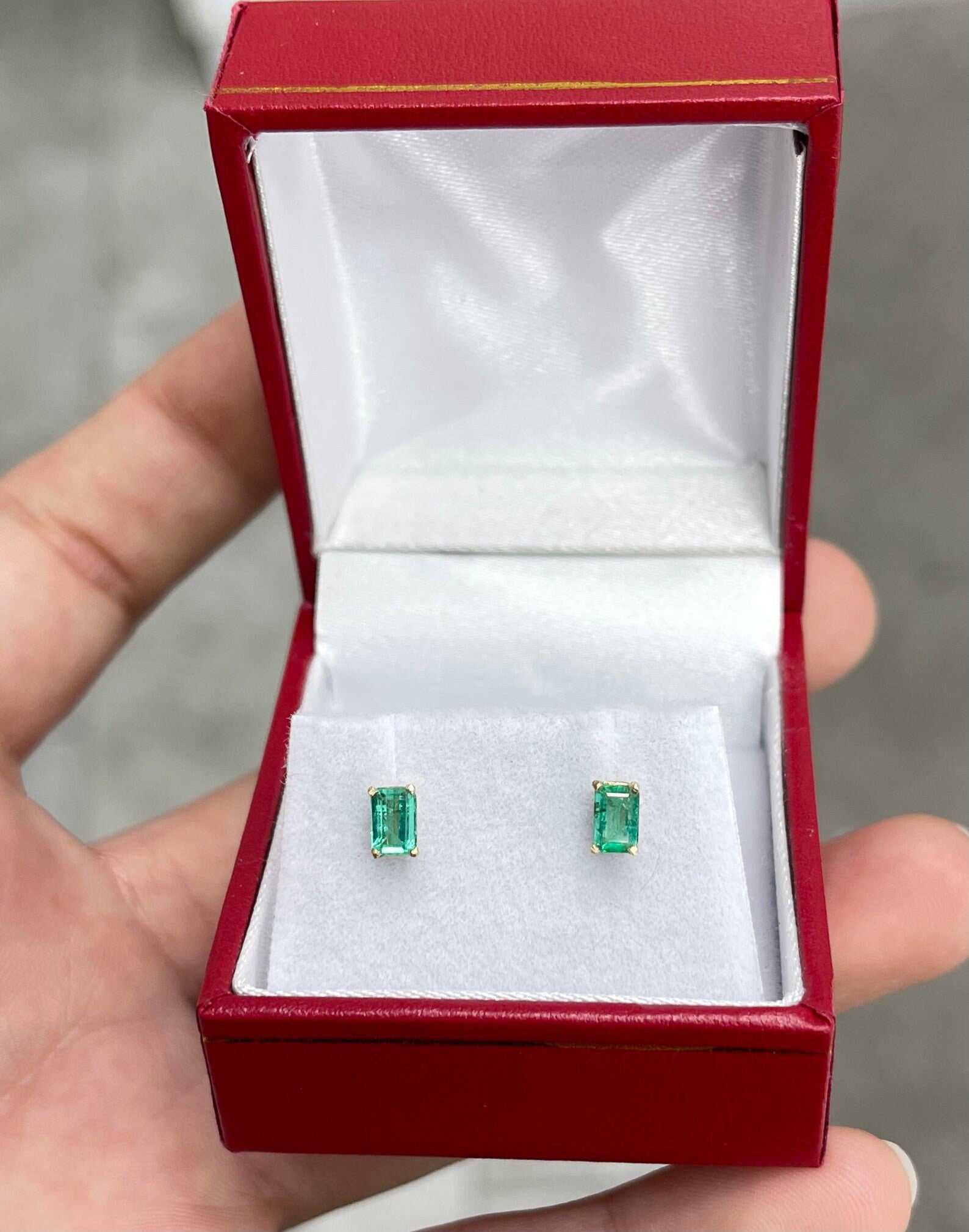 0.80tcw Dainty Four Prong Classic Emerald Cut Stud Earrings 14K Gold - Elegant Everyday Jewelry for Women, Perfect Gift for Birthday, Anniversary & Special Occasions