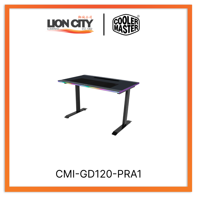 Cooler Master CMI GD120 PRA1 CM GD120 RGB Gaming Desk with LED Lighting & Premium Desk Mat - Perfect for PC Gaming Setup, Streaming, and Home Office Workspace