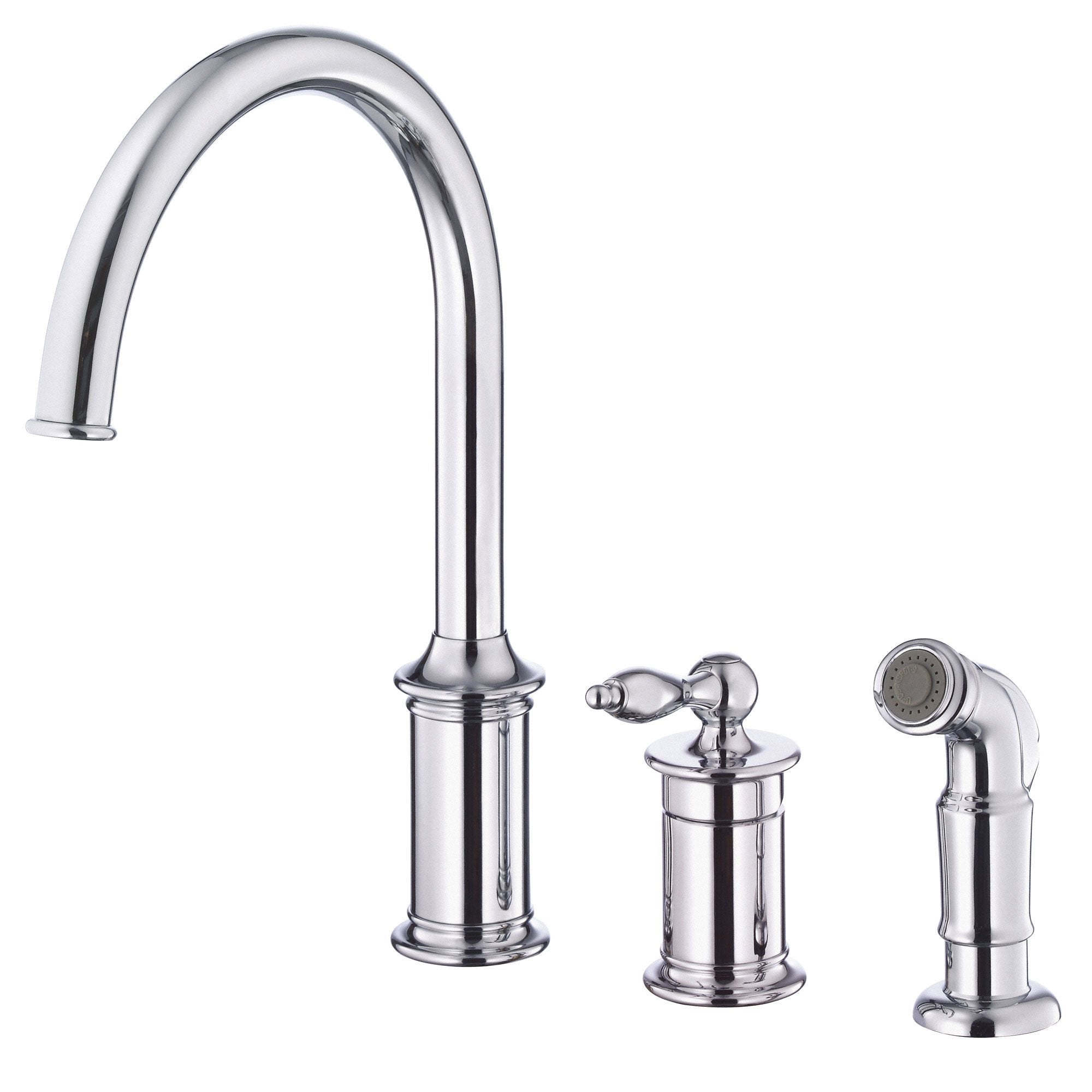 Danze Prince Chrome Single Handle 3-Hole Widespread Kitchen Faucet with Pull-Down Sprayer - Modern Design for Sink, Dishwashing & Food Prep