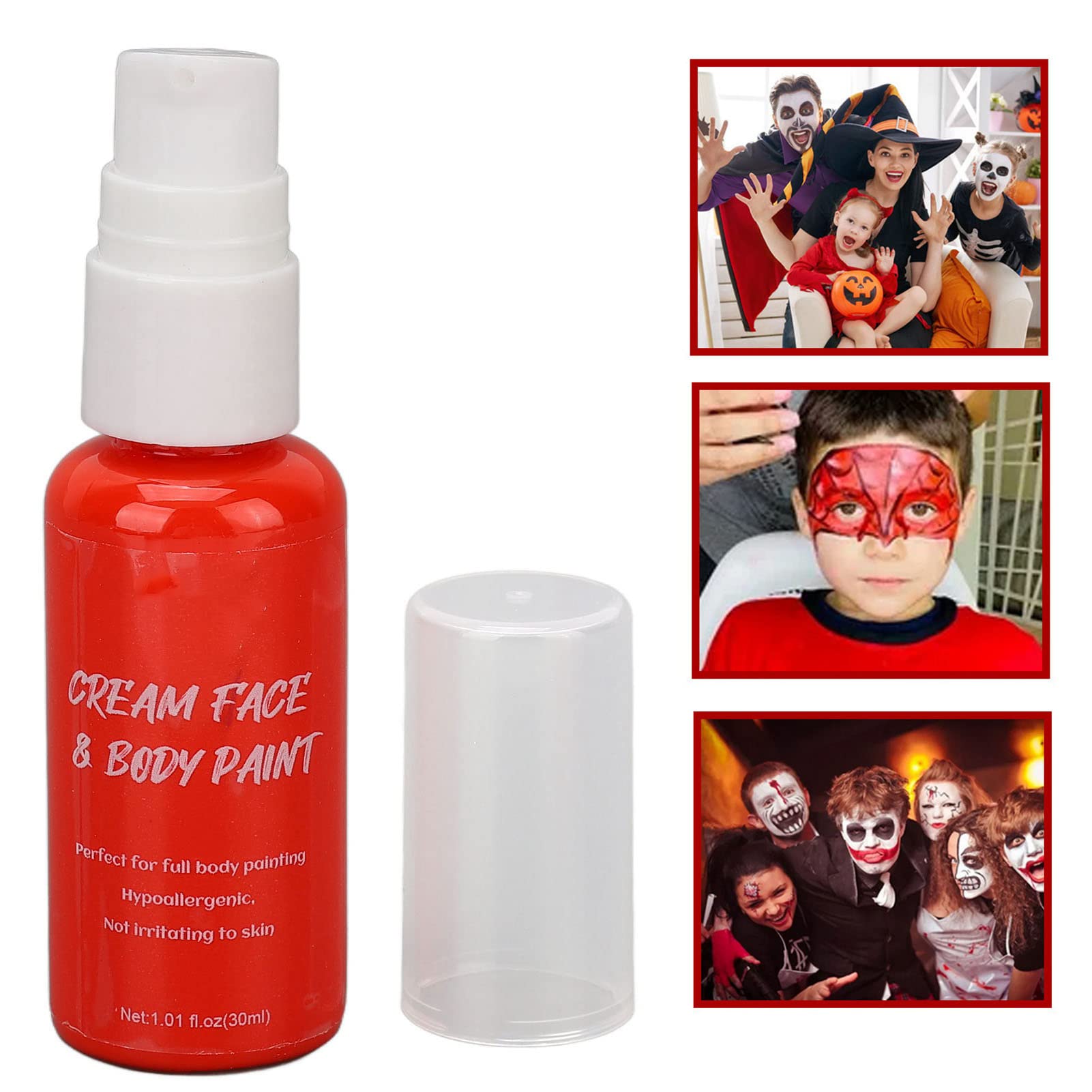 Red Body Paint & Face Paint - Long Lasting, Easy Wash Water-Based Makeup for Halloween, Cosplay, Parties & Photoshoots | Perfect for Costumes, Festivals & Night Events