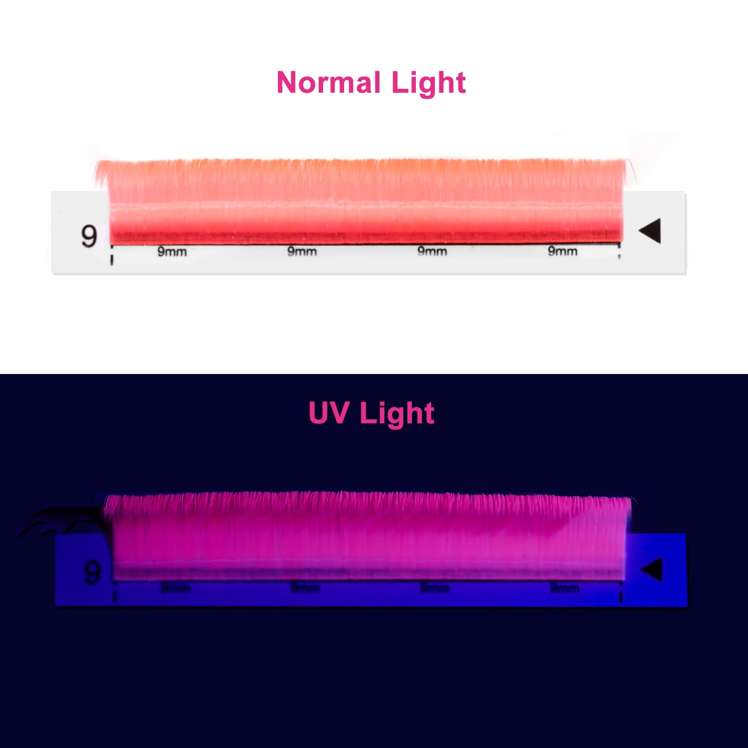Colored Neon UV Eyelash Extensions - 0.07D 13MM Pink Fluoresent Lashes That Glow Under Black Light | Easy Fan Lashes for Parties, Raves & Nightclubs