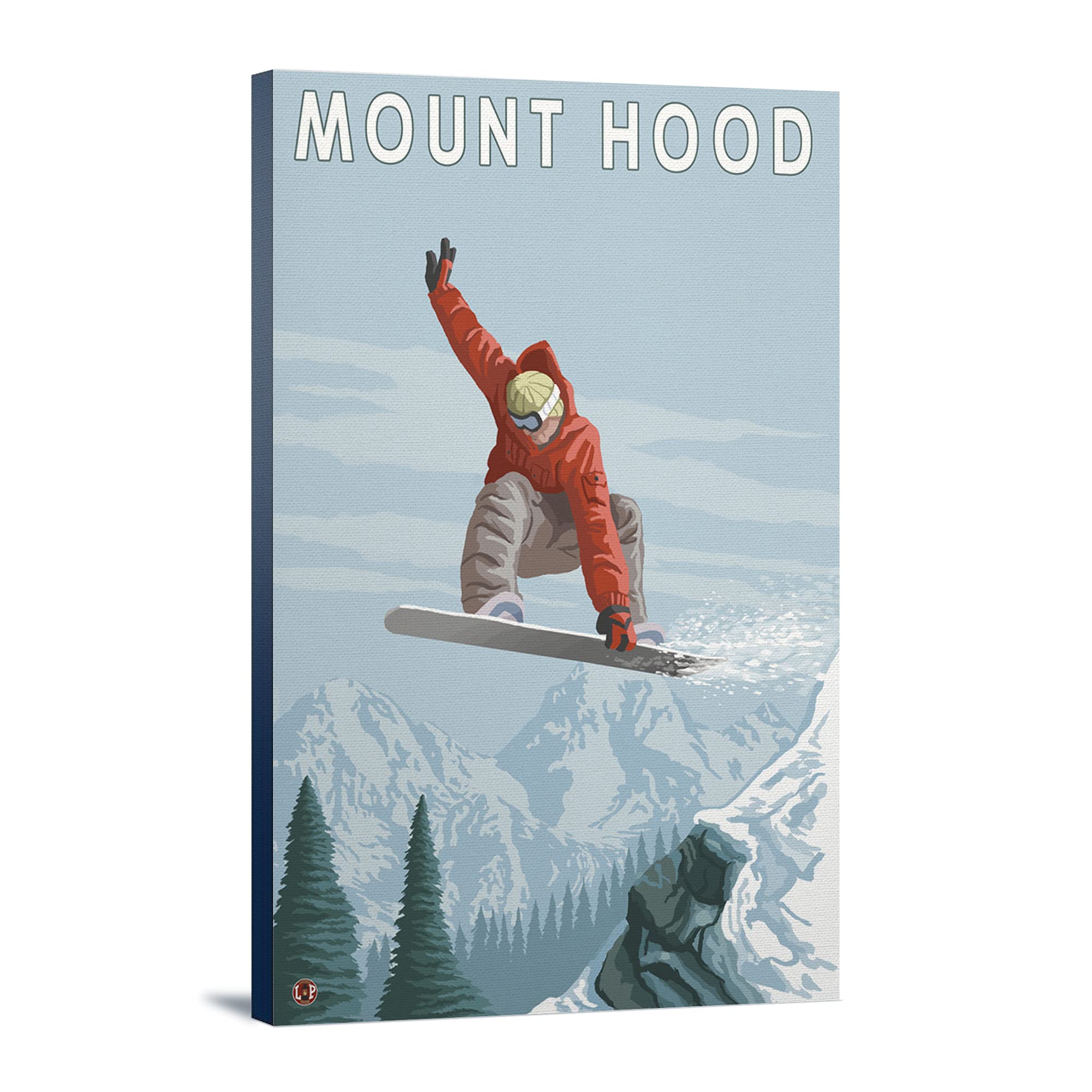 Lantern Press Mount Hood Oregon Snowboarder Wall Art - 16x24 Wrapped Canvas Print for Home & Office Decor - Perfect for Living Room, Bedroom or Ski Lodge