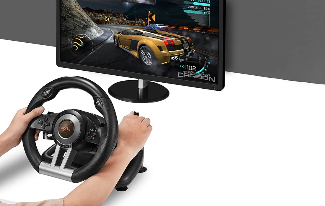PXN V3 Racing Wheel - Universal Gaming Steering Wheel for PC, PS3, PS4, Xbox One & Nintendo Switch - Perfect for Racing Simulators & Gaming Setups