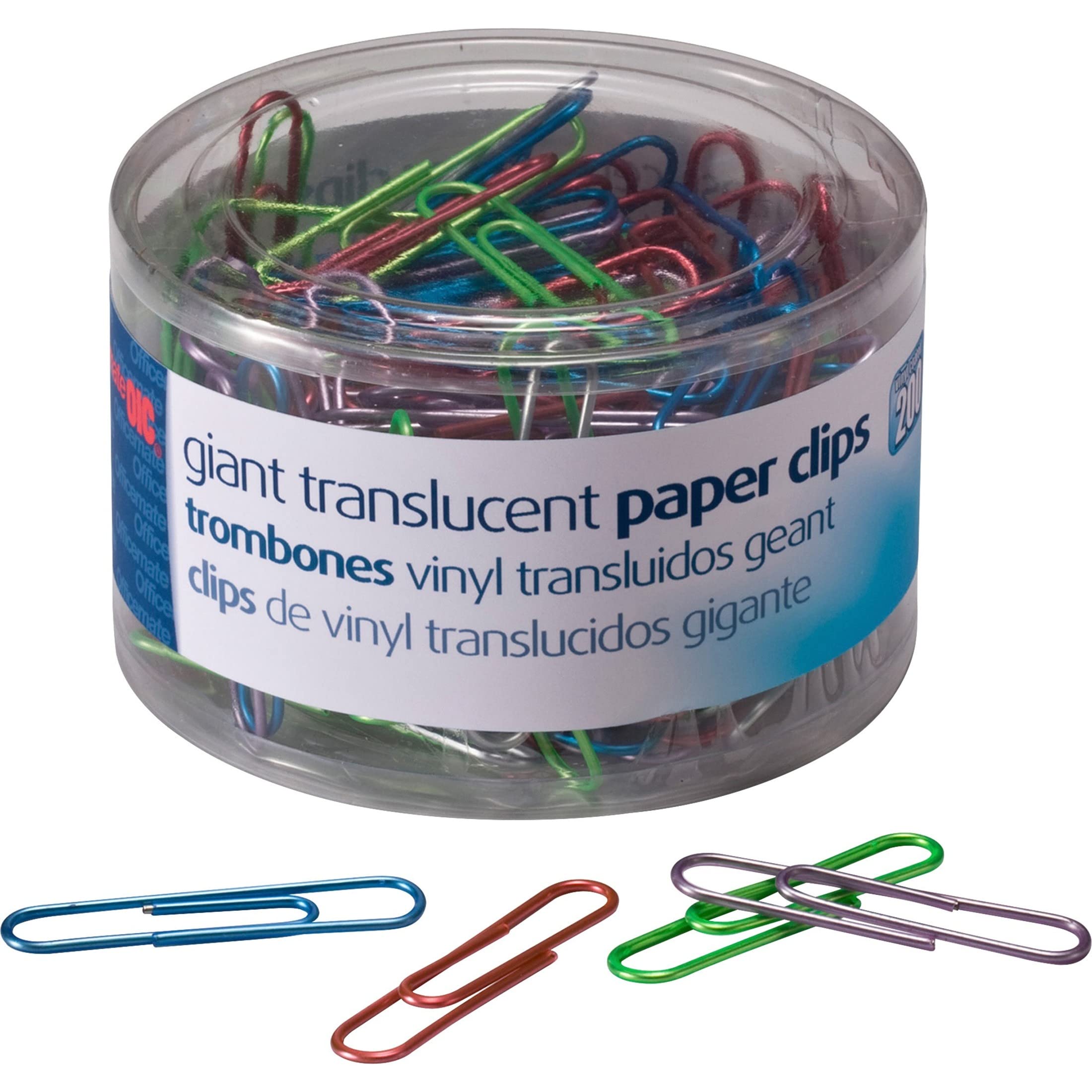 Translucent Vinyl Paper Clips - 100 Pack, Colorful Clear Binder Clips for Office, School, and Home Organization (Perfect for Notebooks, Documents, and Craft Projects)