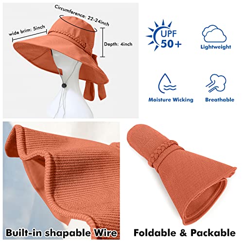 Women's Wide Brim Sun Hat for Beach - UPF 50+ UV Protection Summer Straw Hat for Outdoor, Travel & Vacation