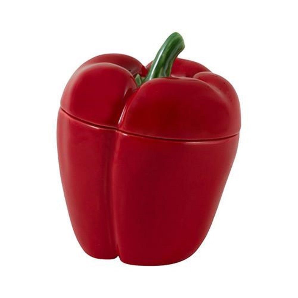 Bordallo Pinheiro 12.5 Inch Red Pepper Ceramic Box - Handmade Portuguese Tableware for Kitchen Storage & Dining Decor
