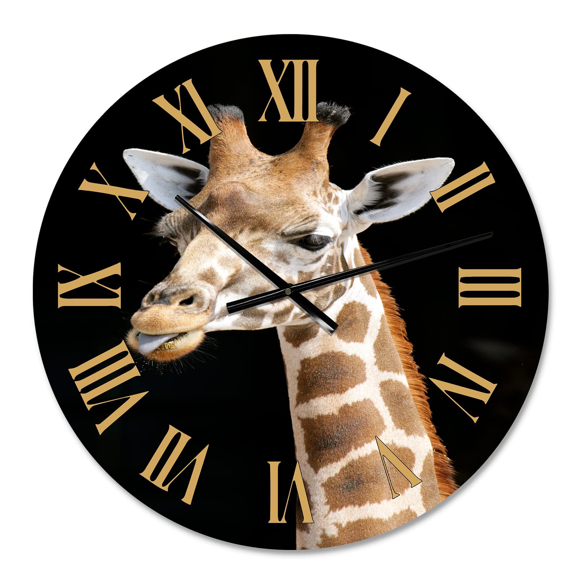 Farmhouse Wall Clock - Large Giraffe Portrait Wall Decor for Living Room, Kitchen, Bedroom | Rustic Animal Themed Home Decor | Perfect Gift for Nature Lovers