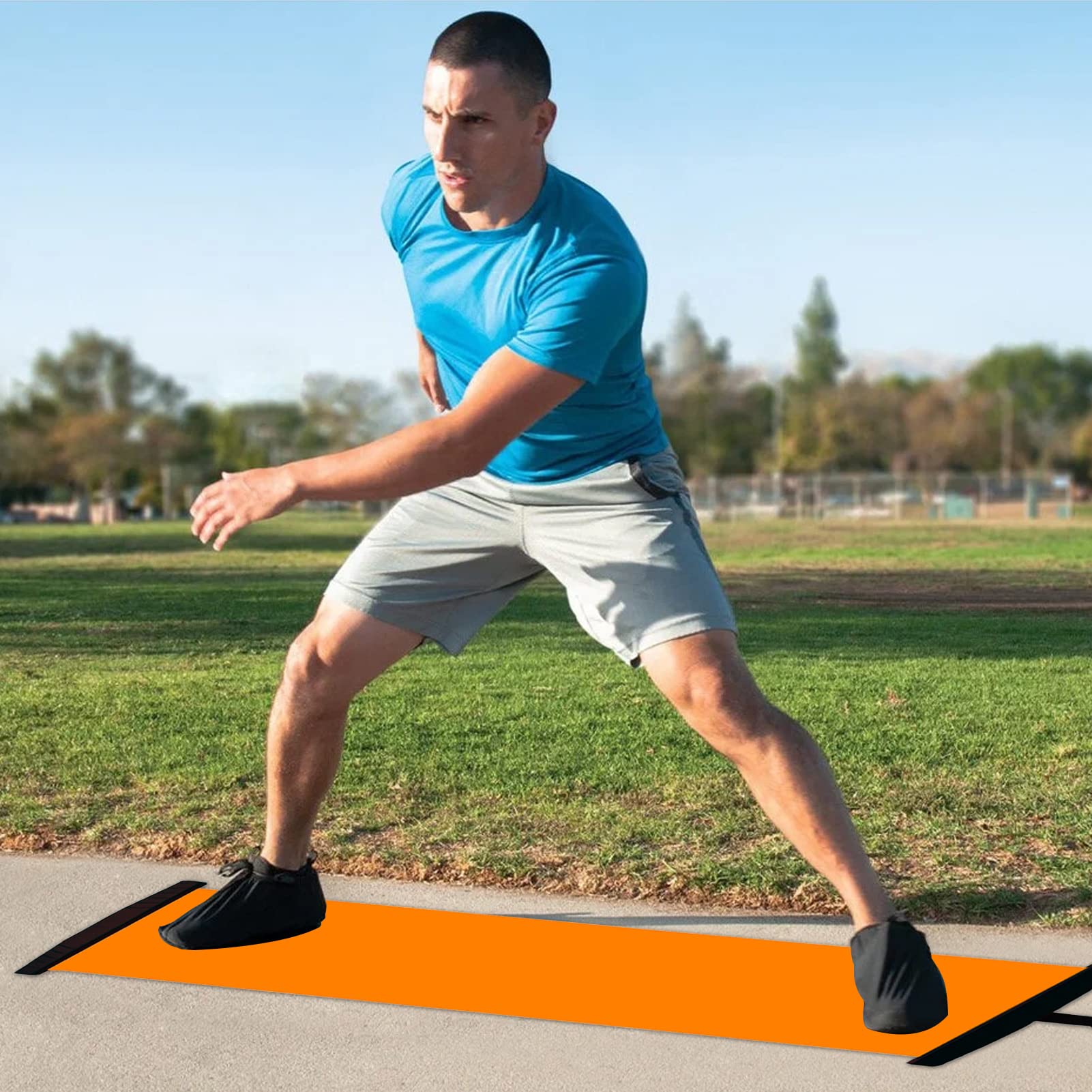 Portable Ice Hockey Slide Board Training Aid - Home Gym Equipment for Workout, Balance & Cardio Exercise | Improve Agility with Included Shoe Booties & Carrying Bag | Perfect for Hockey Training, Home Fitness & Sports Performance