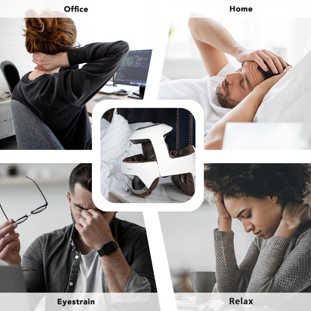 Breo iDream5s Electric Head Massager with Heat Therapy - 3D Kneading & Pressure Relief for Eyes, Neck & Scalp - Smart App Controlled Relaxation Device for Stress Relief & Better Sleep at Home/Office