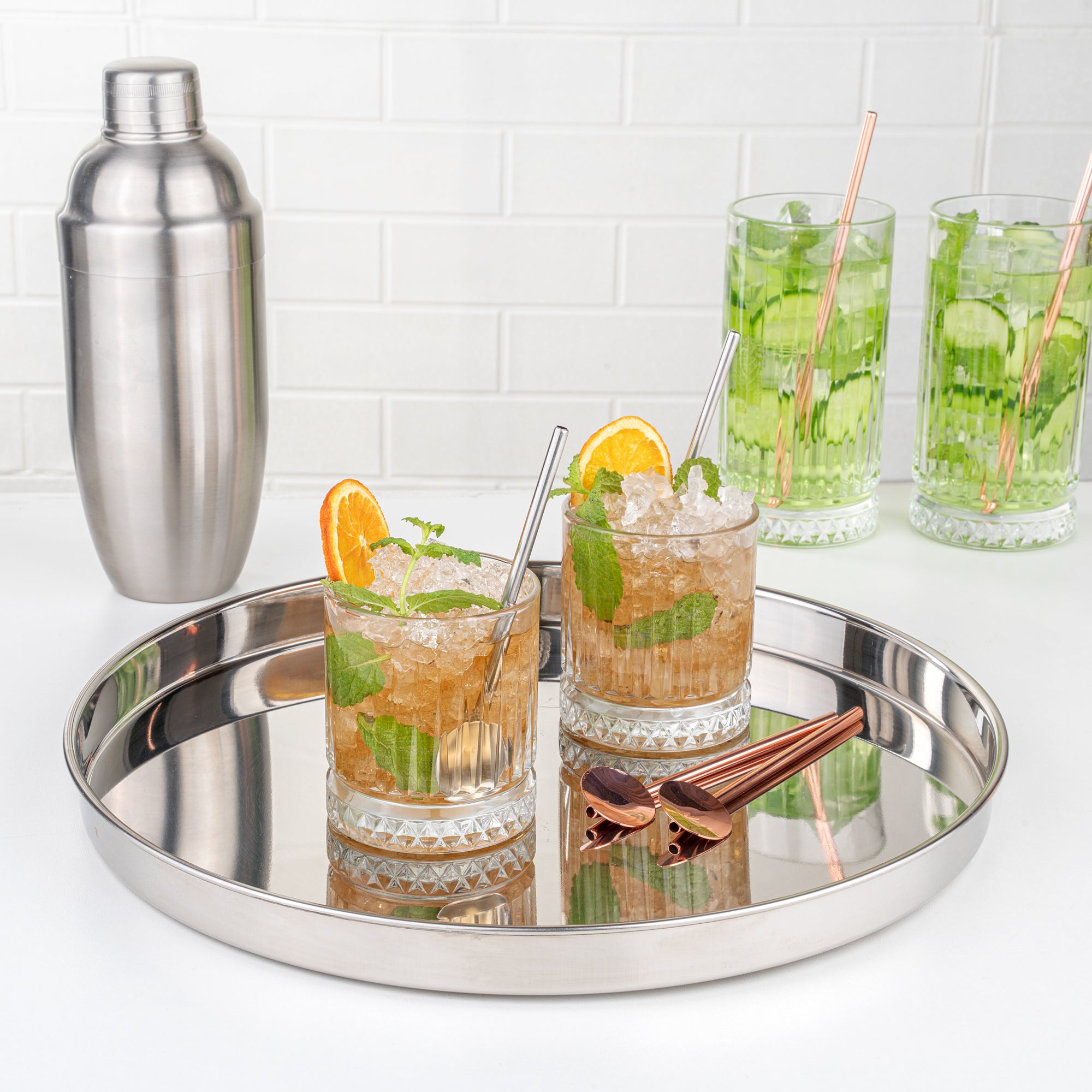 Premium Stainless Steel Julep Spoon Straws - Set of 2 - Elegant Bar Accessories for Mint Juleps, Cocktails & Iced Drinks - Perfect for Home Bars, Parties & Southern Entertaining
