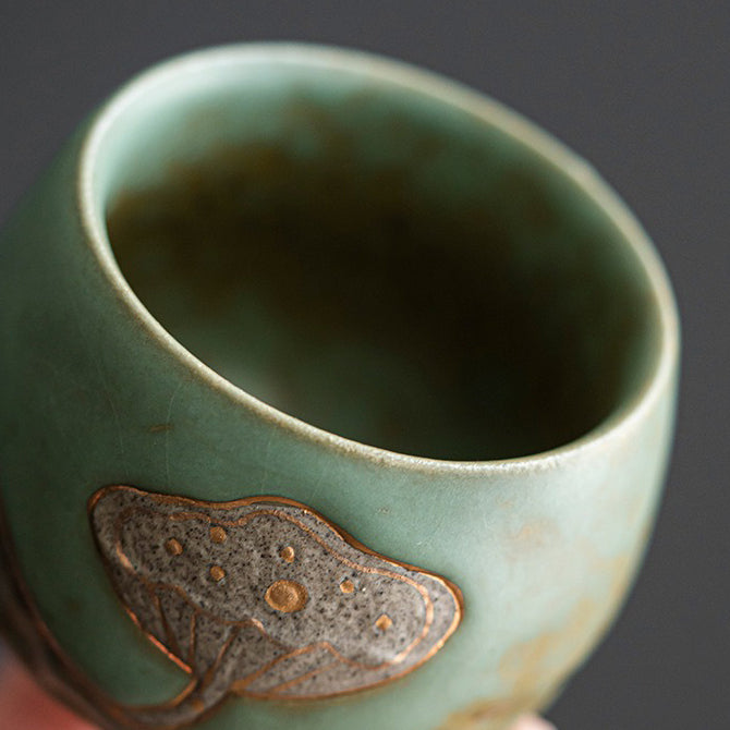 Premium Handcrafted Kiln-Fired Lotus Kung Fu Tea Cup Set of 4 - Traditional Chinese Ceramic Teacups for Gongfu Tea Ceremony, Home Decor & Gift Giving