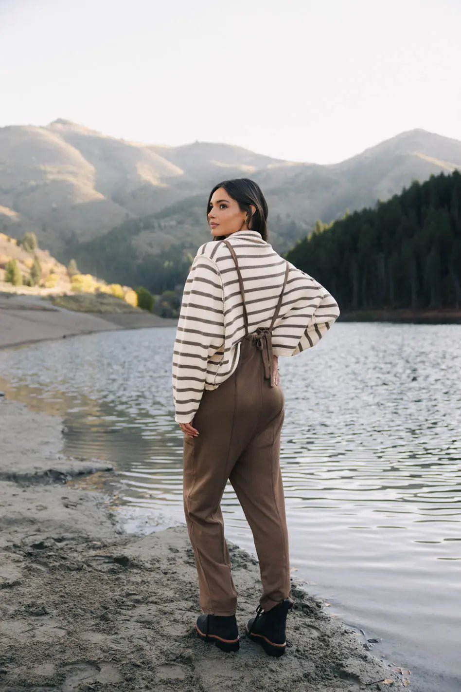 Kestrel Knit Overalls for Women - Mocha Brown Jumpsuit Romper with Pockets | Cozy & Stylish Casual Wear for Outings, Dates, and Weekend Outings