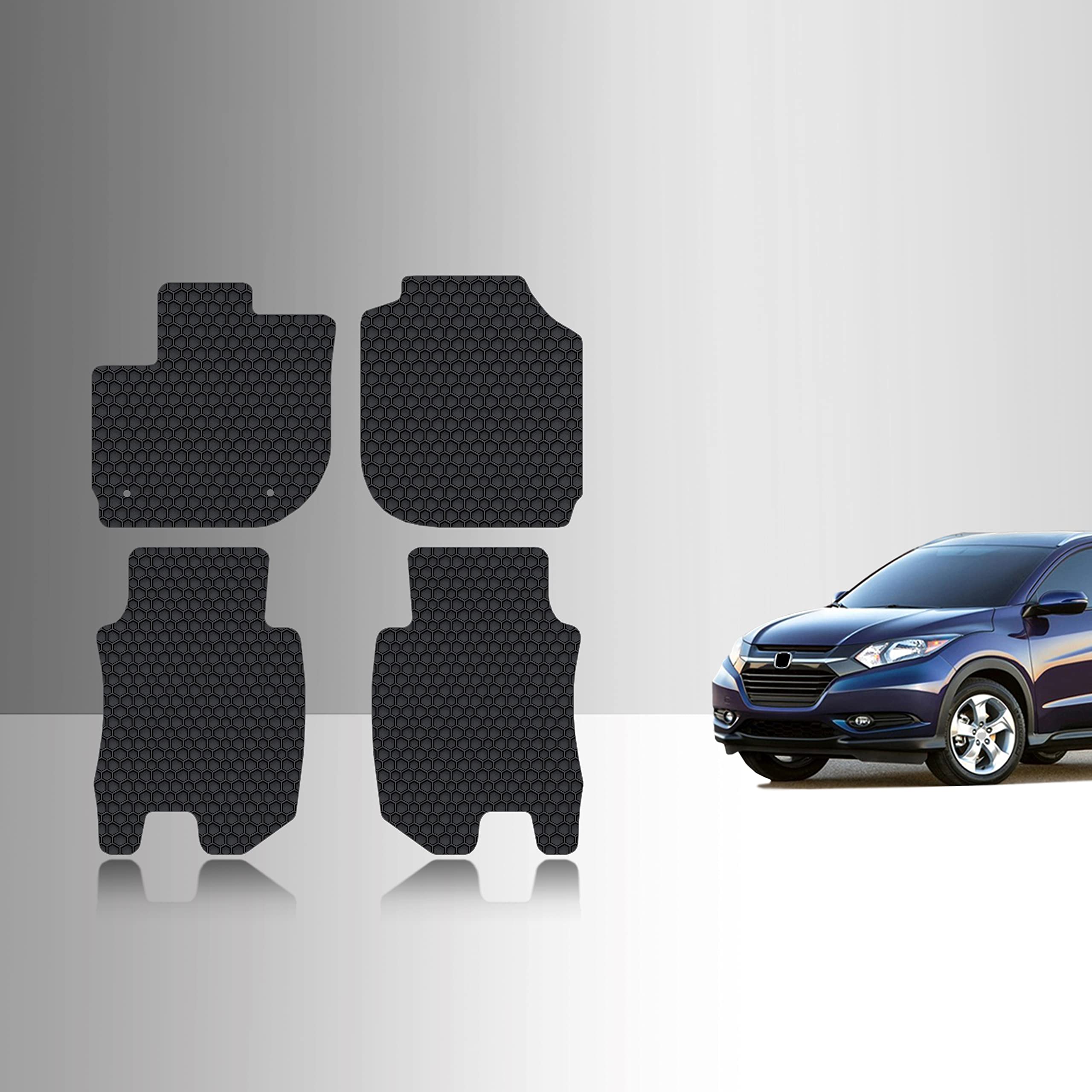 ToughPro All Weather Heavy Duty Floor Mats Set (Front & 2nd Row) for Honda HRV 2016-2022 | Black Rubber Car Accessories | Made in USA | Perfect for Winter Snow, Mud & Rain Protection