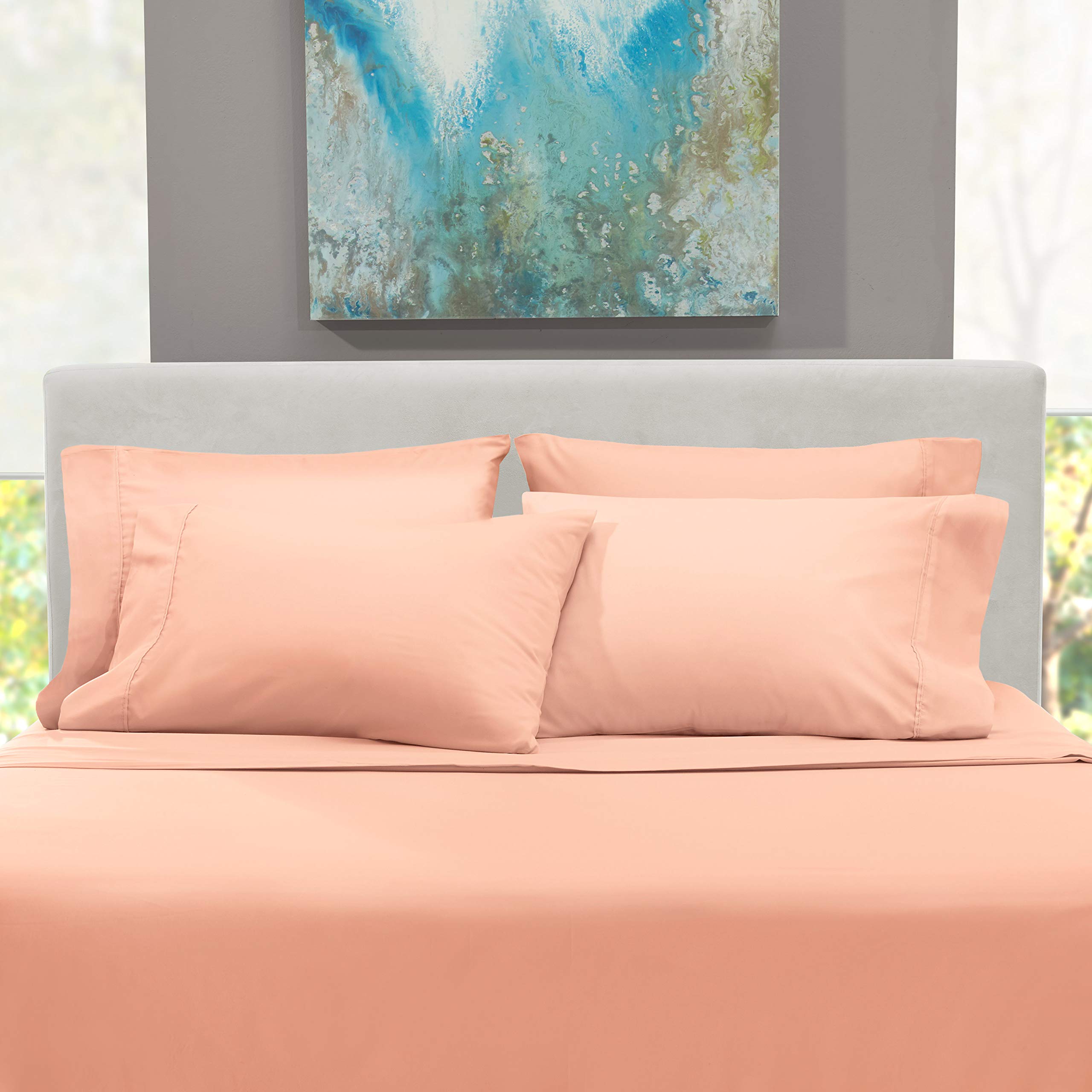 Nestl Extra Twin XL Deep Pocket Sheets Set - 4 Piece Soft Microfiber Bedding with Pillowcases - Fade Resistant, Breathable & Wrinkle-Free - Perfect for Dorms, Guest Rooms & Cozy Bedrooms (Twin XL, Peach)