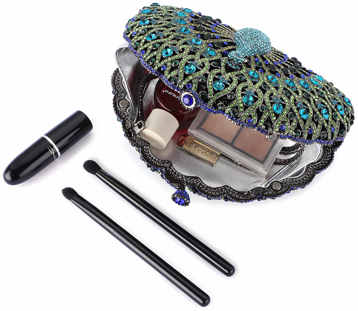 Sparkly Peacock Rhinestone Crystal Evening Clutch Bag for Women - Luxury Wedding Party Purse, Bride Accessory | Perfect for Evening Galas, Prom Nights & Special Occasions