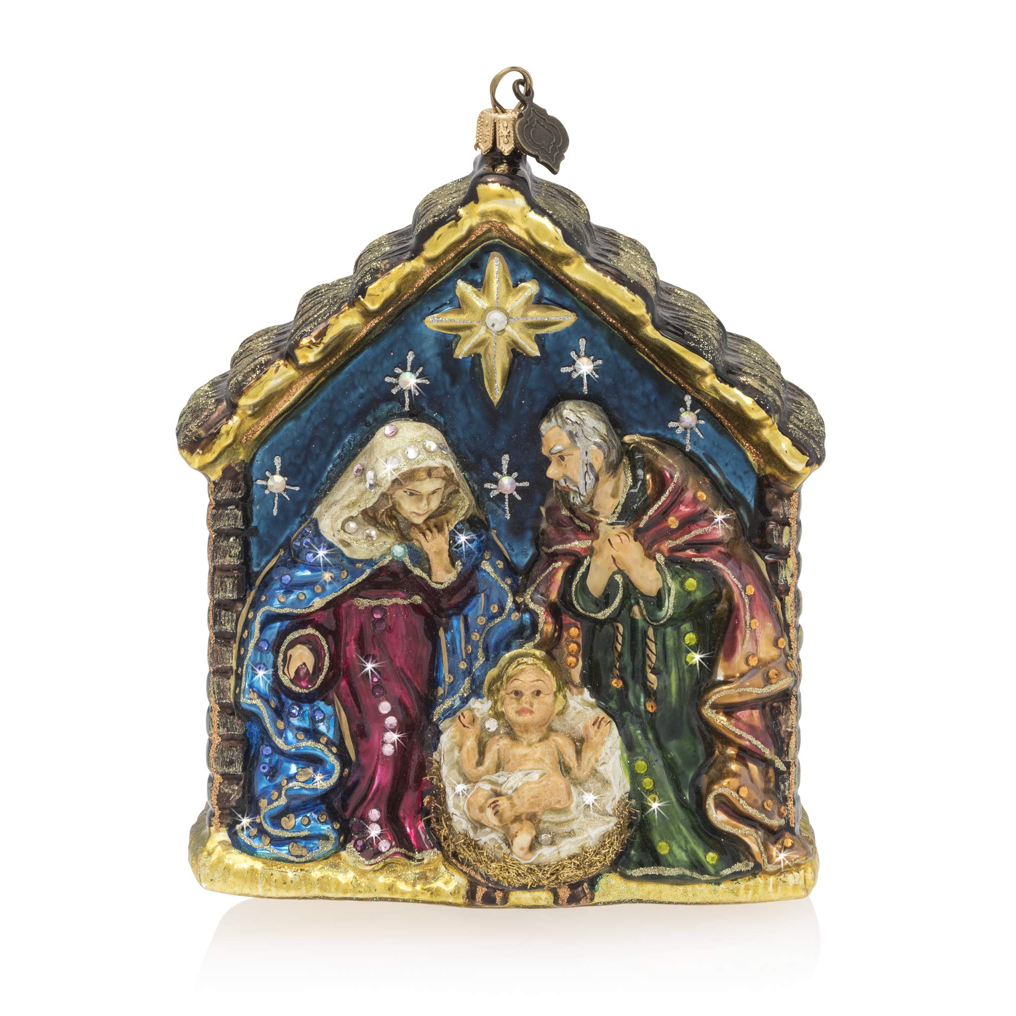 Jay Strongwater Holy Family Glass Christmas Ornament - Elegant Holiday Decor for Tree, Gift, or Home Display