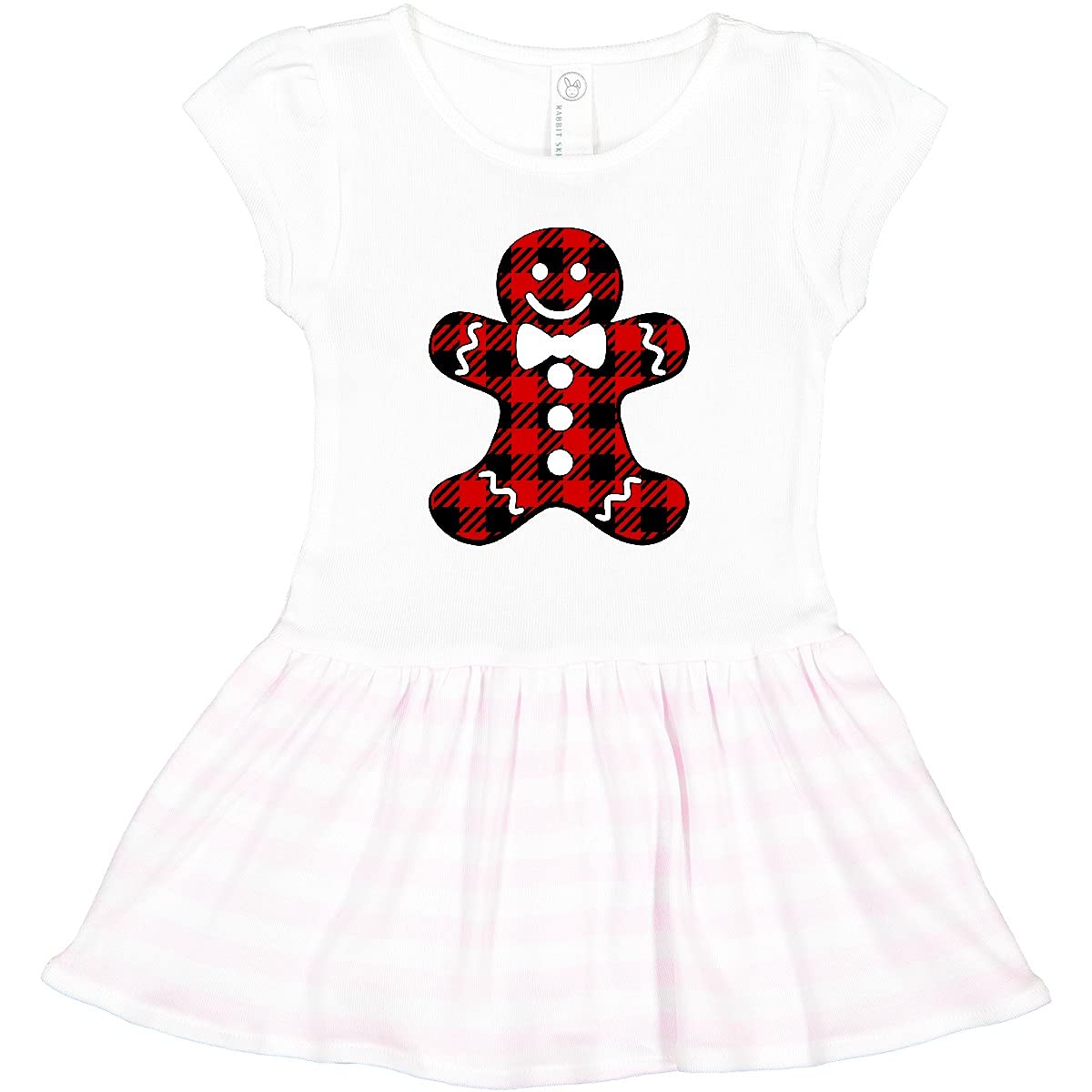 Inktastic Buffalo Plaid Gingerbread Man Toddler Dress - Christmas Holiday Outfit for Baby Girls & Boys - Perfect for Family Photos, Holiday Parties & Festive Gatherings
