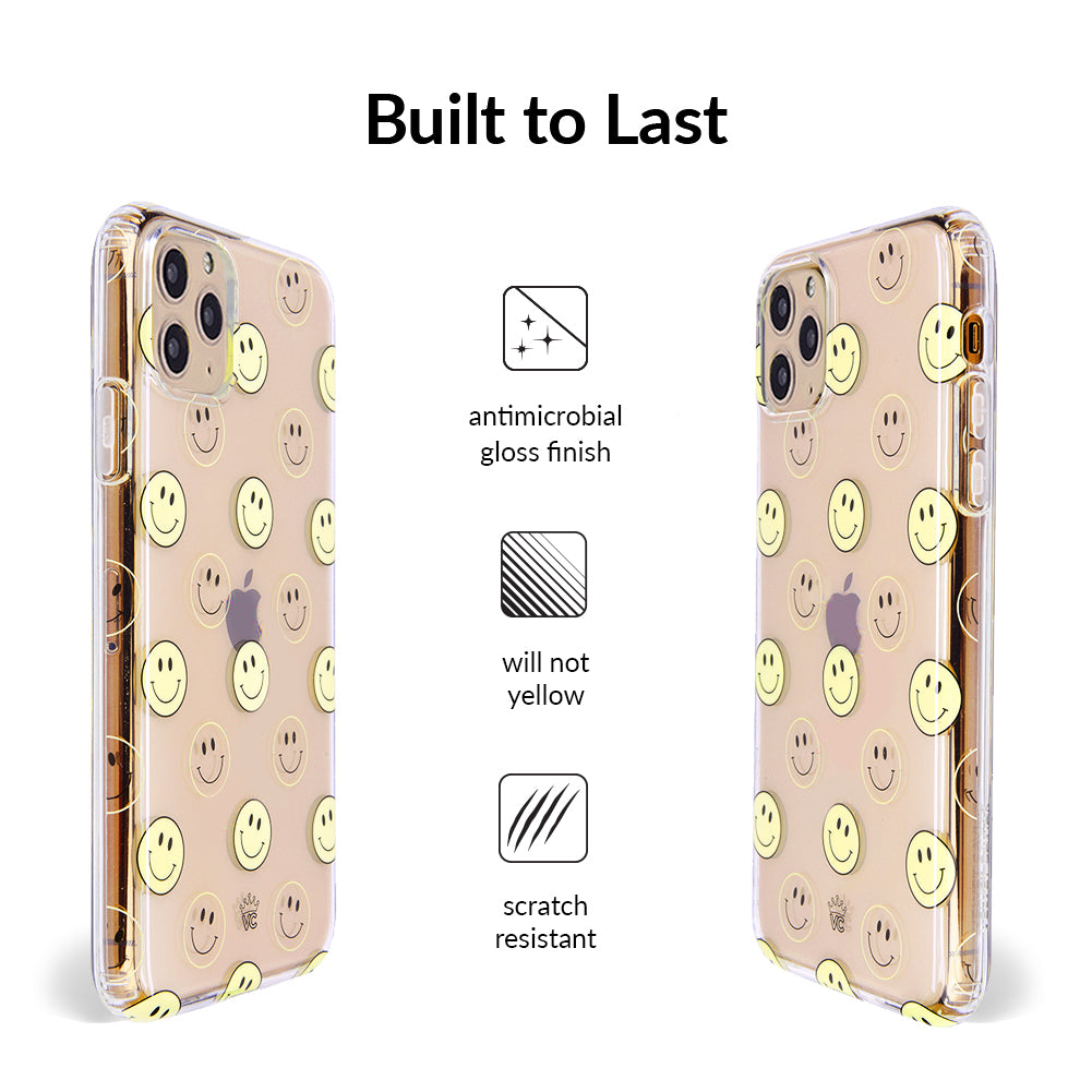 Smiley Face Clear iPhone Case - Cute & Protective Phone Cover for iPhone 13/12/11/Pro/Max - Perfect for Everyday Use, School, Work & Travel