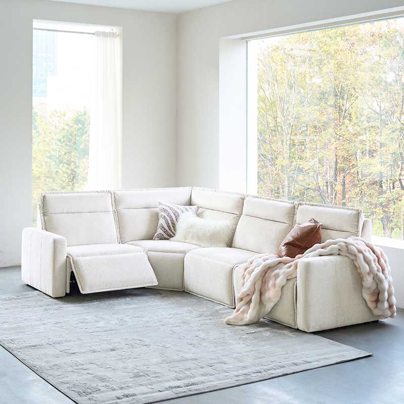 Essentia Power Reclining Corner Sofa - Easy Care Fabric Sectional Couch with USB Charging for Living Room, Home Theater & Family Room Comfort