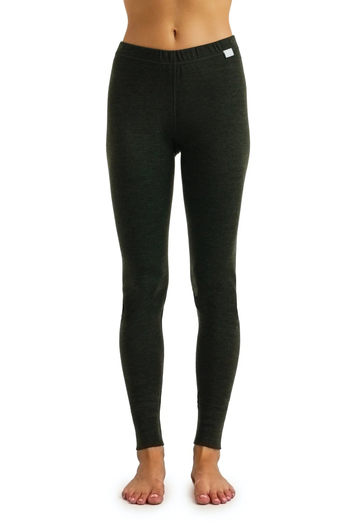Women's Merino Wool Pants 320 - Army Green Thermal Base Layer for Hiking, Skiing & Winter Outdoor Activities