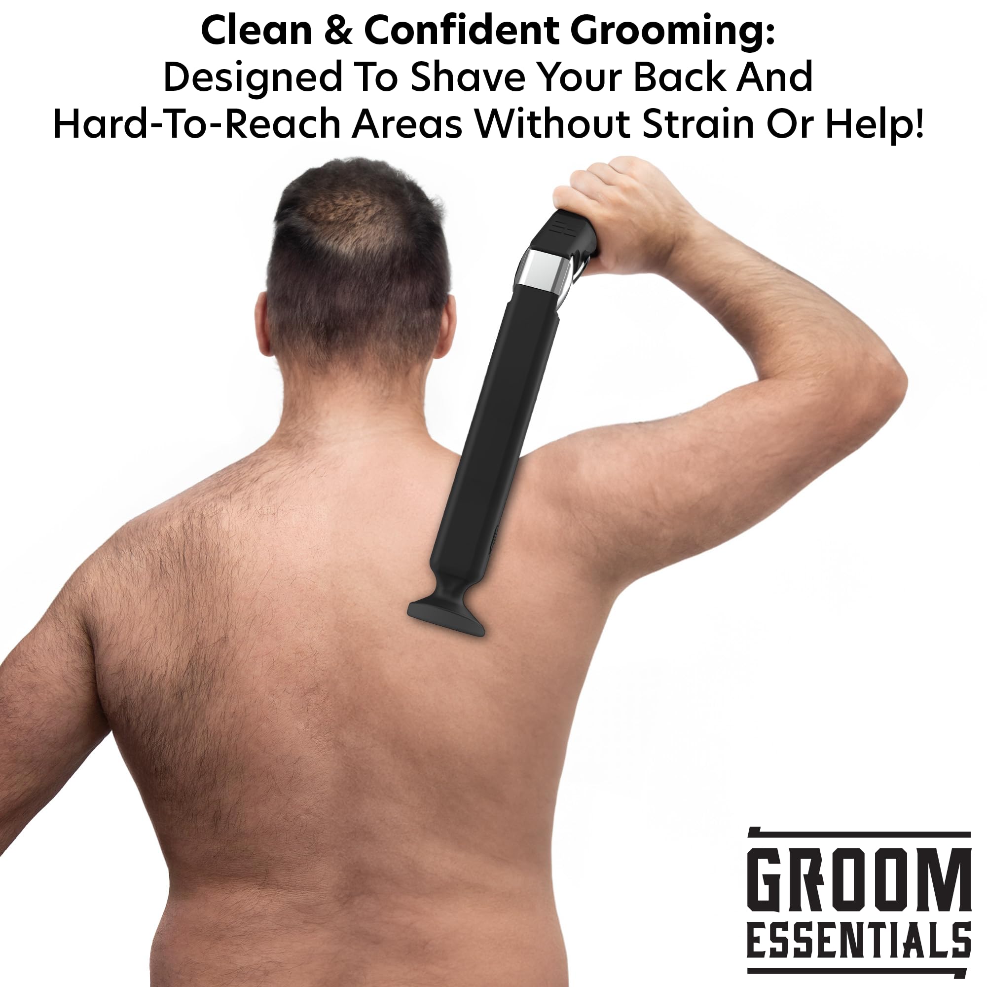 Cordless Back Shavers for Men - Battery Operated Hair & Body Trimmer with Extendable Foldable Arm | Electric Razor for Hard-to-Reach Areas | Perfect for Back, Shoulder & Body Grooming at Home or Travel