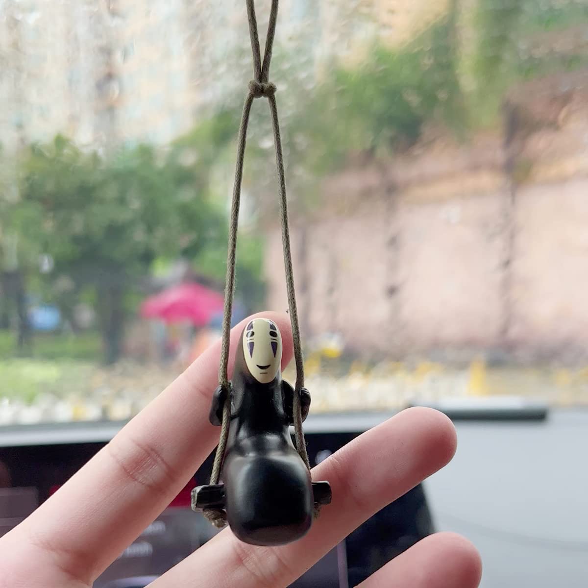 No Face Man Anime Car Pendant Hanging Swing - Cute Car Accessories for Rear View Mirror, Home Office & Garden Decor - Perfect for Studio Ghibli Fans and Kawaii Lovers