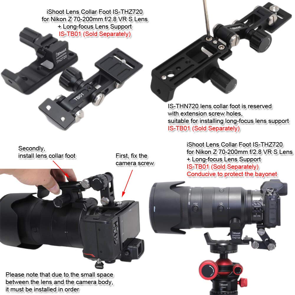 Metal Lens Collar Tripod Mount Ring with Arca-Swiss Dovetail - Compatible with Nikon Nikkor Z 70-200mm f/2.8 VR S & Z 100-400mm F4.5-5.6 VR S - Durable Lens Support Holder for Professional Photography & Videography