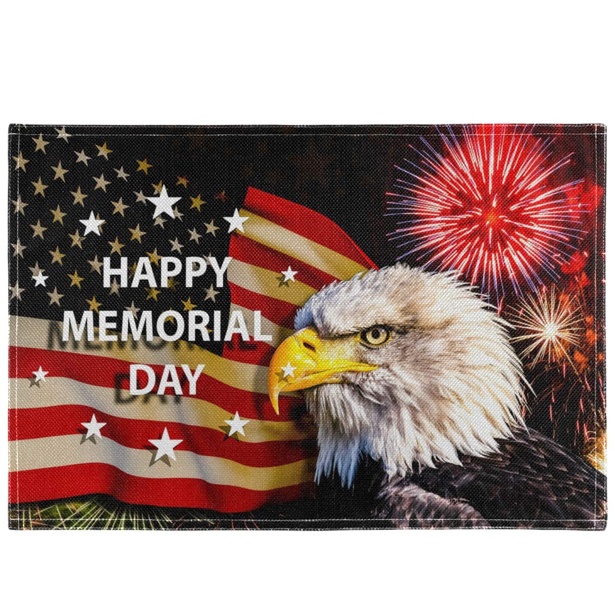 American Flag Memorial Day Placemats - Heat-Resistant & Washable Table Mats for Kitchen & Dining Table Decor (18