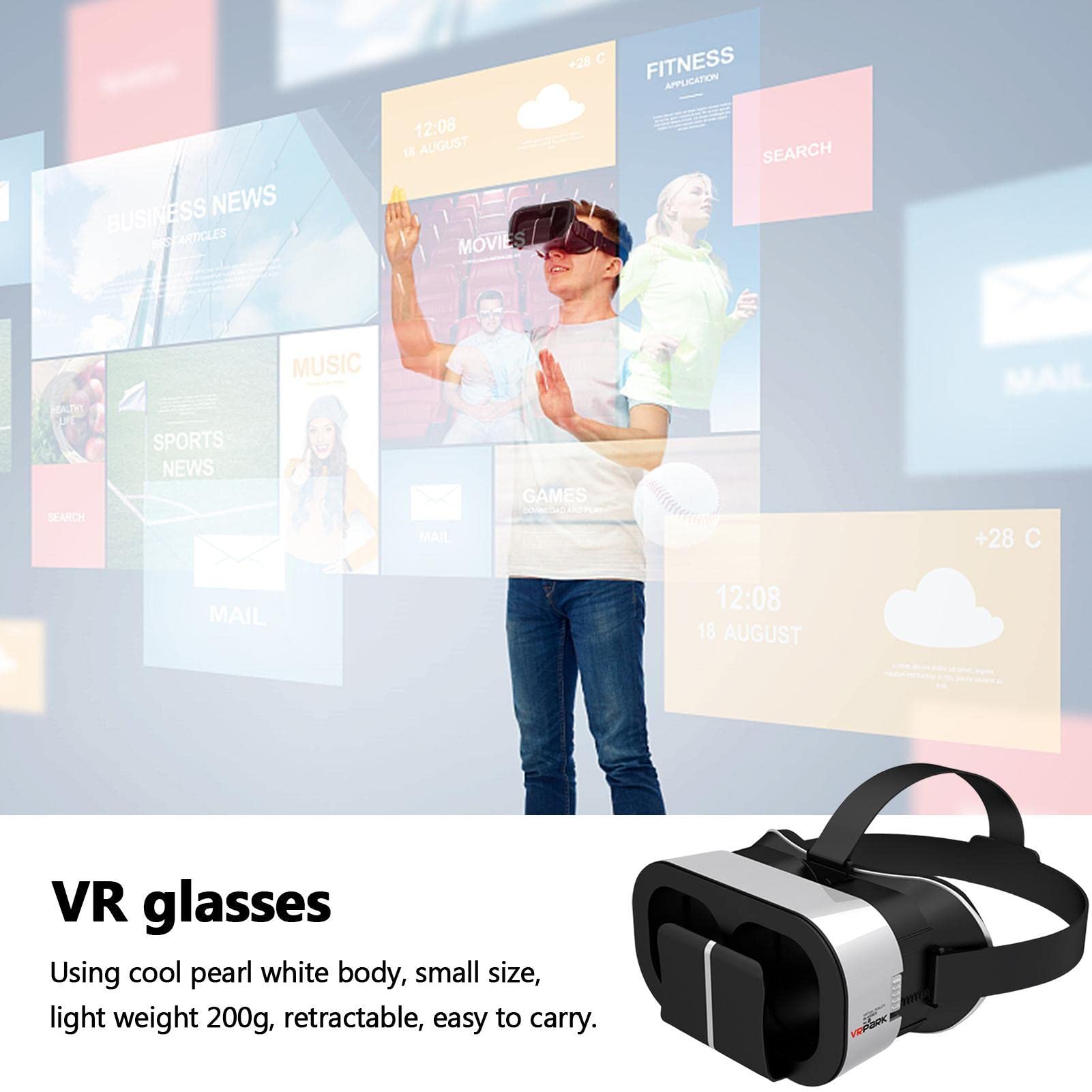 VR Glasses for Smartphones - Adjustable Virtual Reality Headset with HD Display for 3D Movies, 360 Videos, Travel & Education - Perfect for Gaming, Home Theater & Immersive Learning Experiences