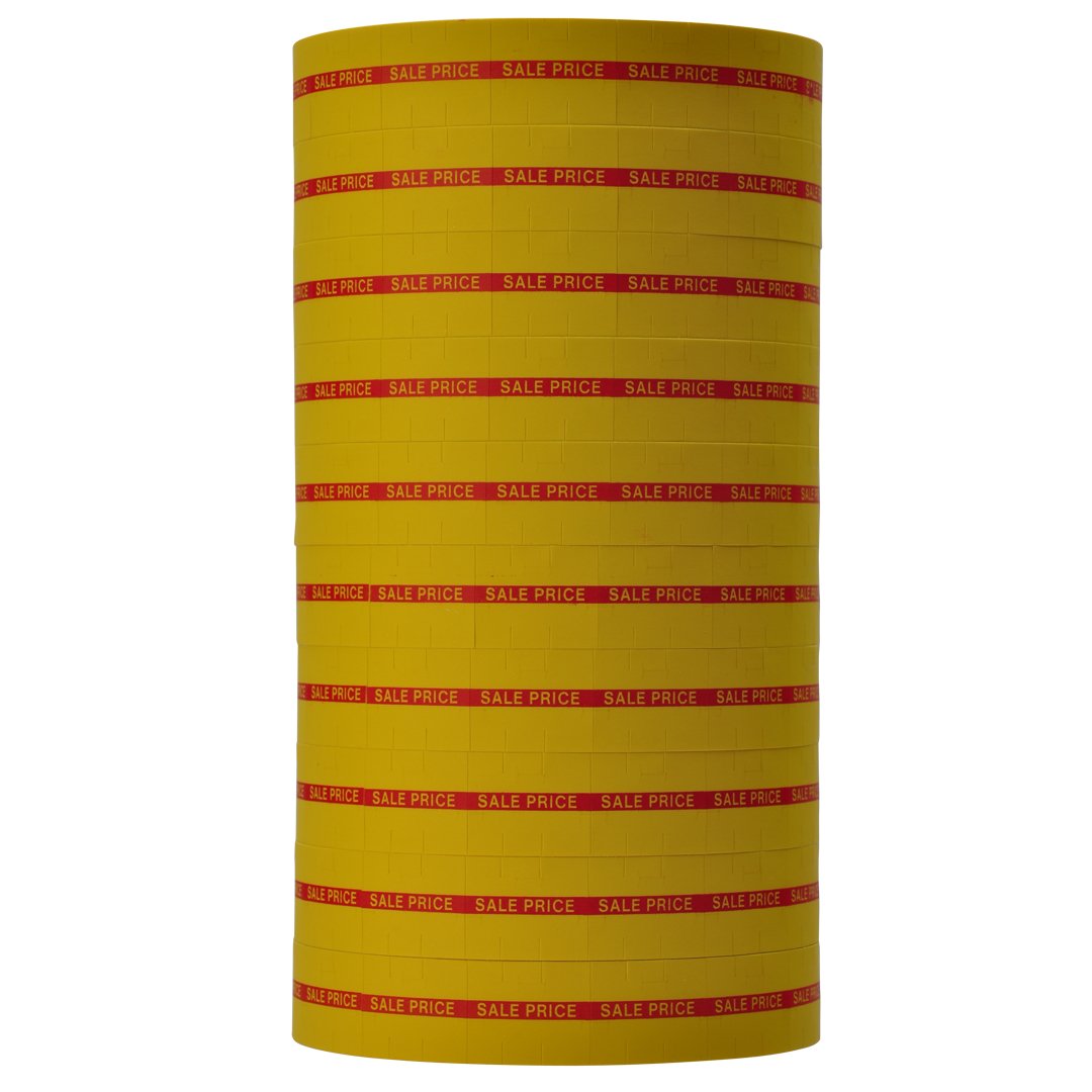 Red Reverse Print on Yellow 'SALE PRICE' Pricing Labels for Monarch 1115 Pricers - 10 Rolls with Free Ink Roller | Perfect for Retail Stores, Supermarkets & Clearance Sales