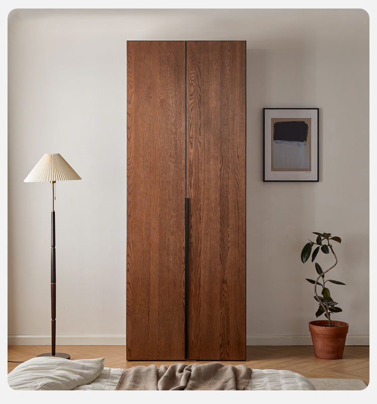 Solid Oak Wood Wardrobe - Spacious & Durable Closet Organizer for Bedroom, Living Room, or Walk-In Closet Storage