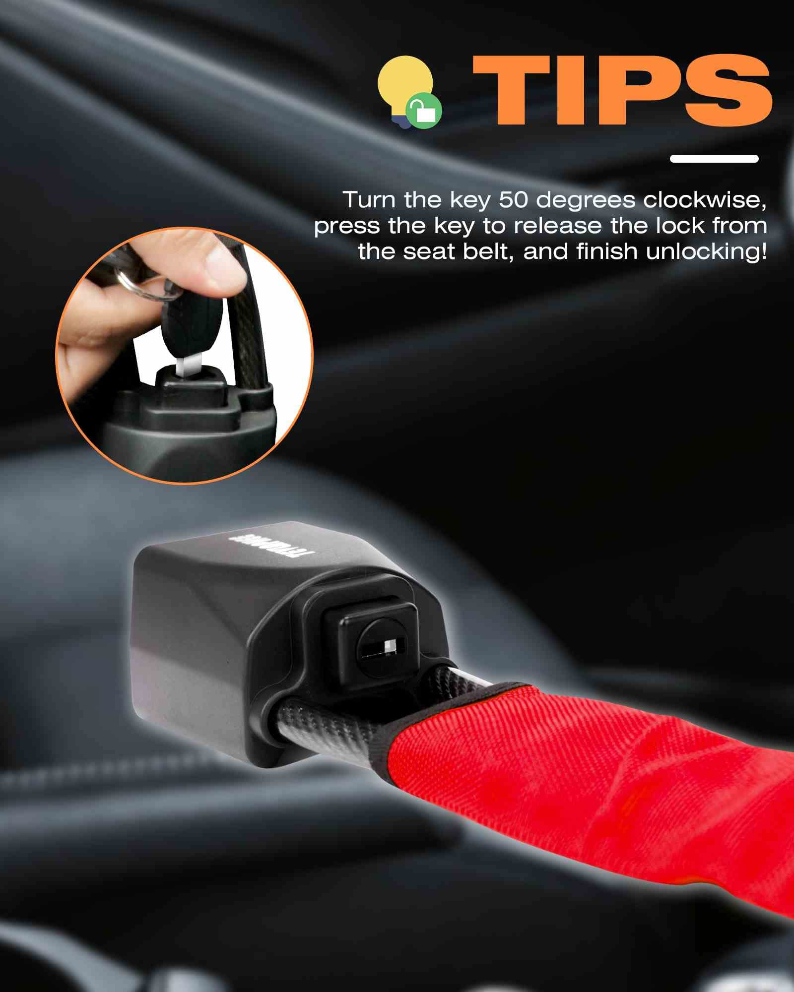Universal Anti-Theft Steering Wheel Lock & Seat Belt Lock with 3 Keys - Car Security Device Fits Most Vehicles, Trucks, SUVs & Vans (Red) | Prevent Auto Theft & Protect Your Vehicle in Parking Lots & High-Crime Areas