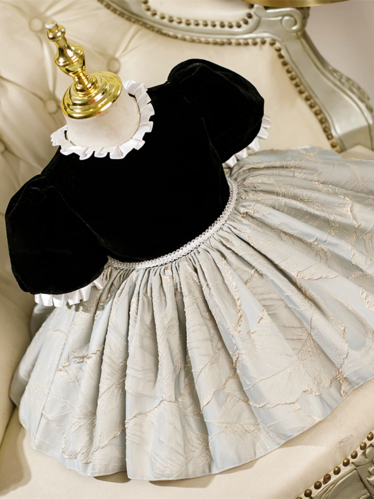 Black Princess Round Satin Flower Girl Dress - Elegant Formal Occasion Wear for Weddings, Parties & Special Events