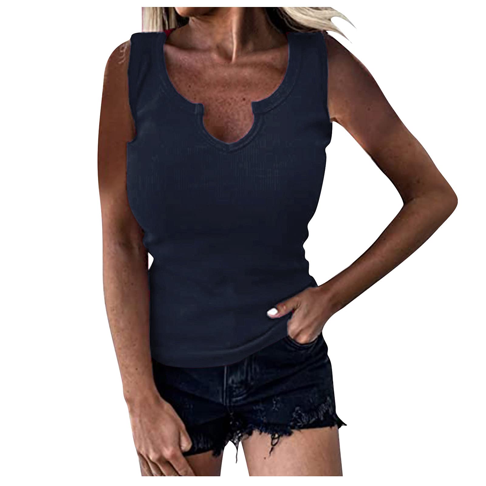 Women's Muscle Tank Top - Dark Green Workout Tee for Gym, Yoga & Running | Breathable Athletic Shirt for Women