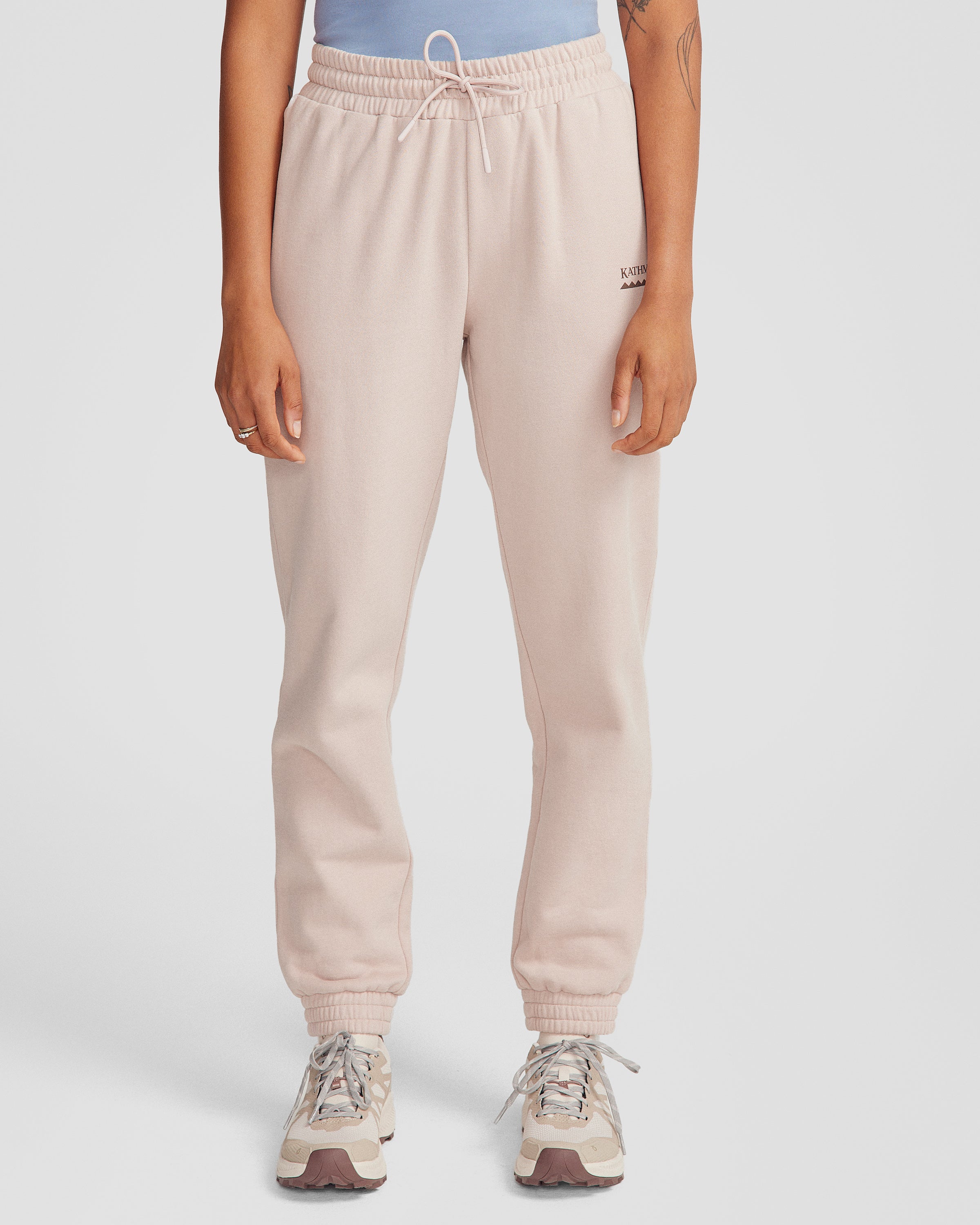 Women's Heritage Logo Slouchy Brushed Joggers - Light Taupe Comfortable Lounge Pants for Yoga, Running & Casual Wear