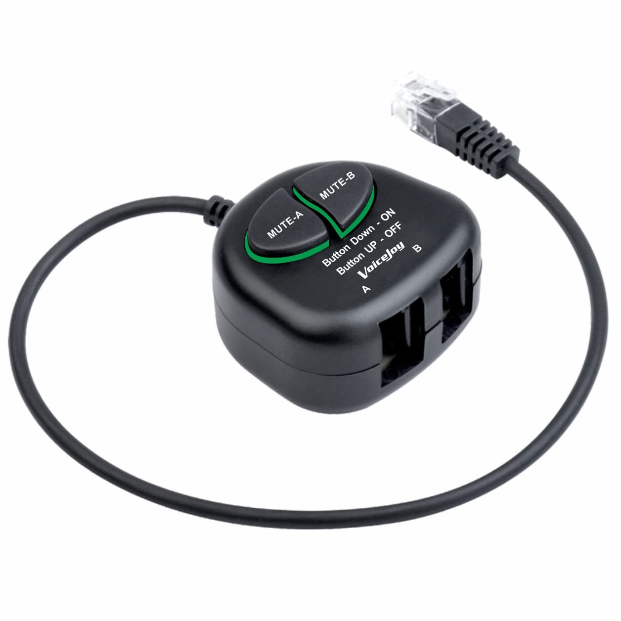 4P4C RJ9 Splitter Training Adapter with Two Mute Buttons - Y Splitter for Nortel Meridian, Norstar, Avaya, Ashtra, Mitel, Polycom & GE Phones - Perfect for Call Center Training & Headset Connectivity