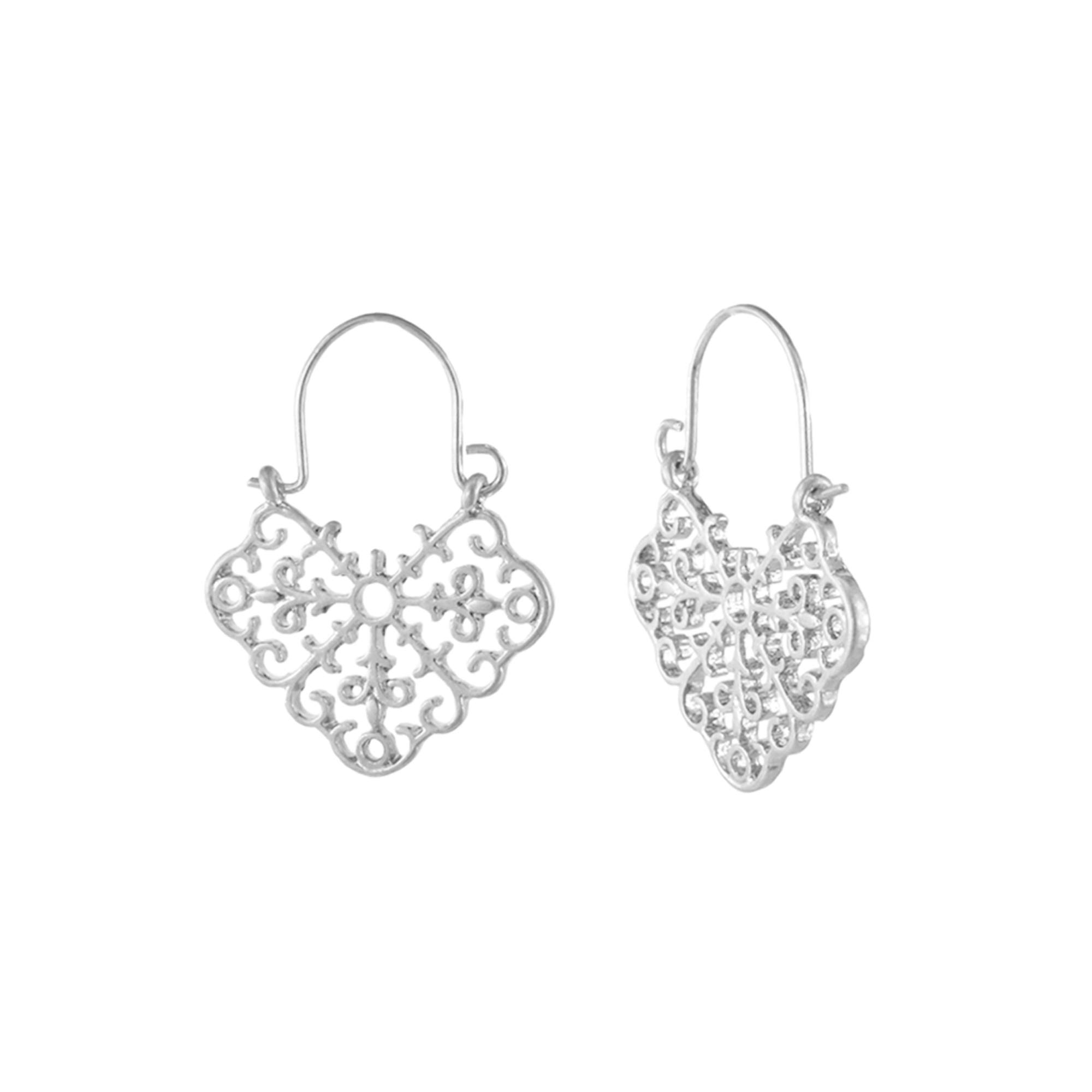 Bohemian Boho Filigree Hoop Earrings for Women – Intricate Cutout Design, Lightweight Geometric Statement Jewelry – Perfect for Festivals, Parties and Boho Fashion Outfits