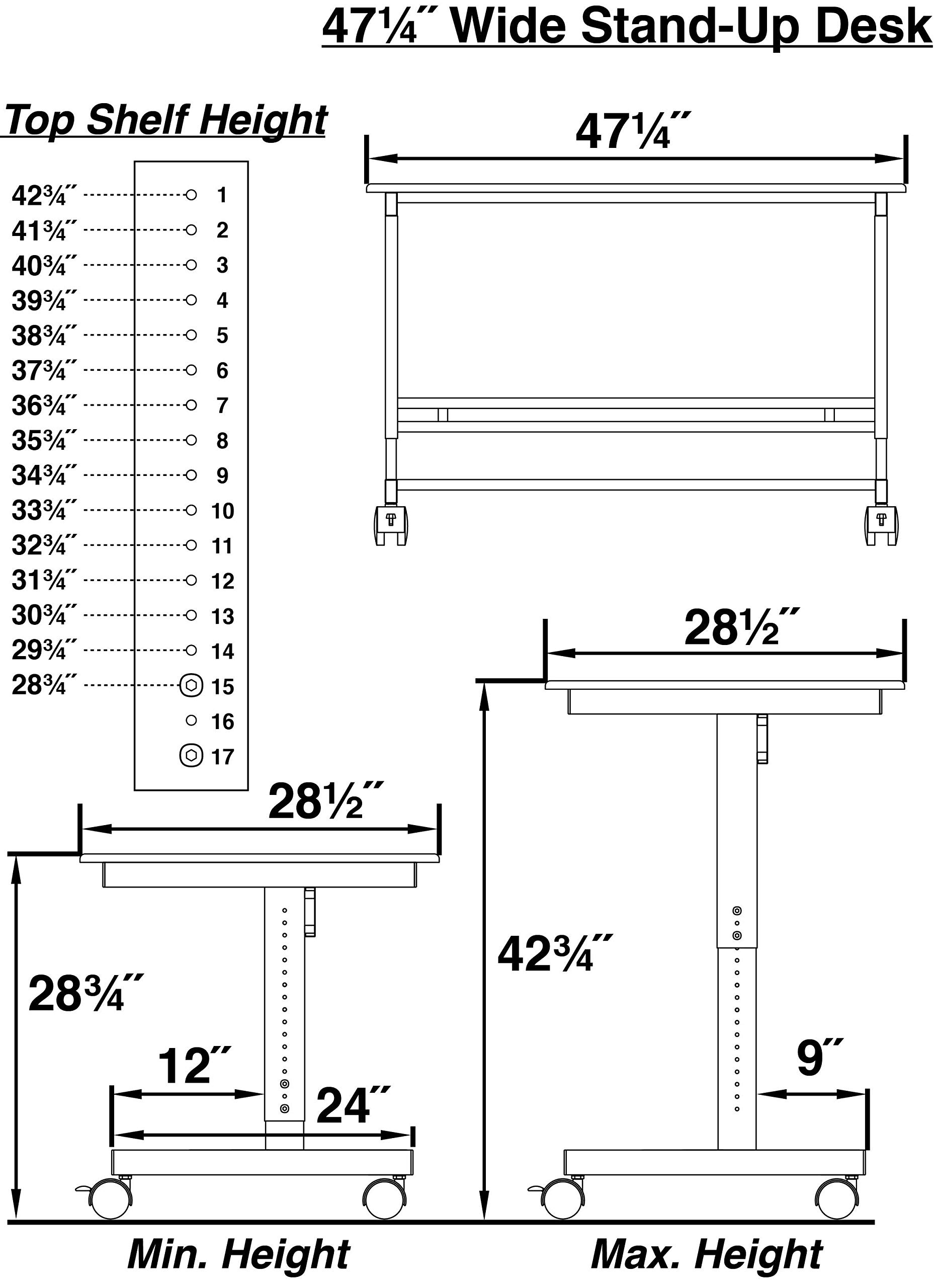 Adjustable Height Mobile Standing Desk with Monitor Mount - 48
