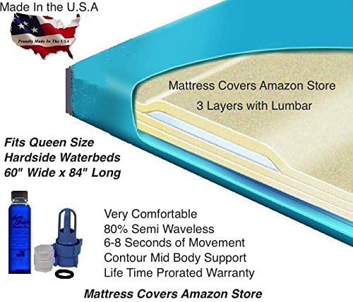 Queen 3000L 80% Semi Waveless Waterbed Mattress with Fill Kit & 4oz Conditioner - Perfect for Bedroom Comfort, Relaxation & Pain Relief