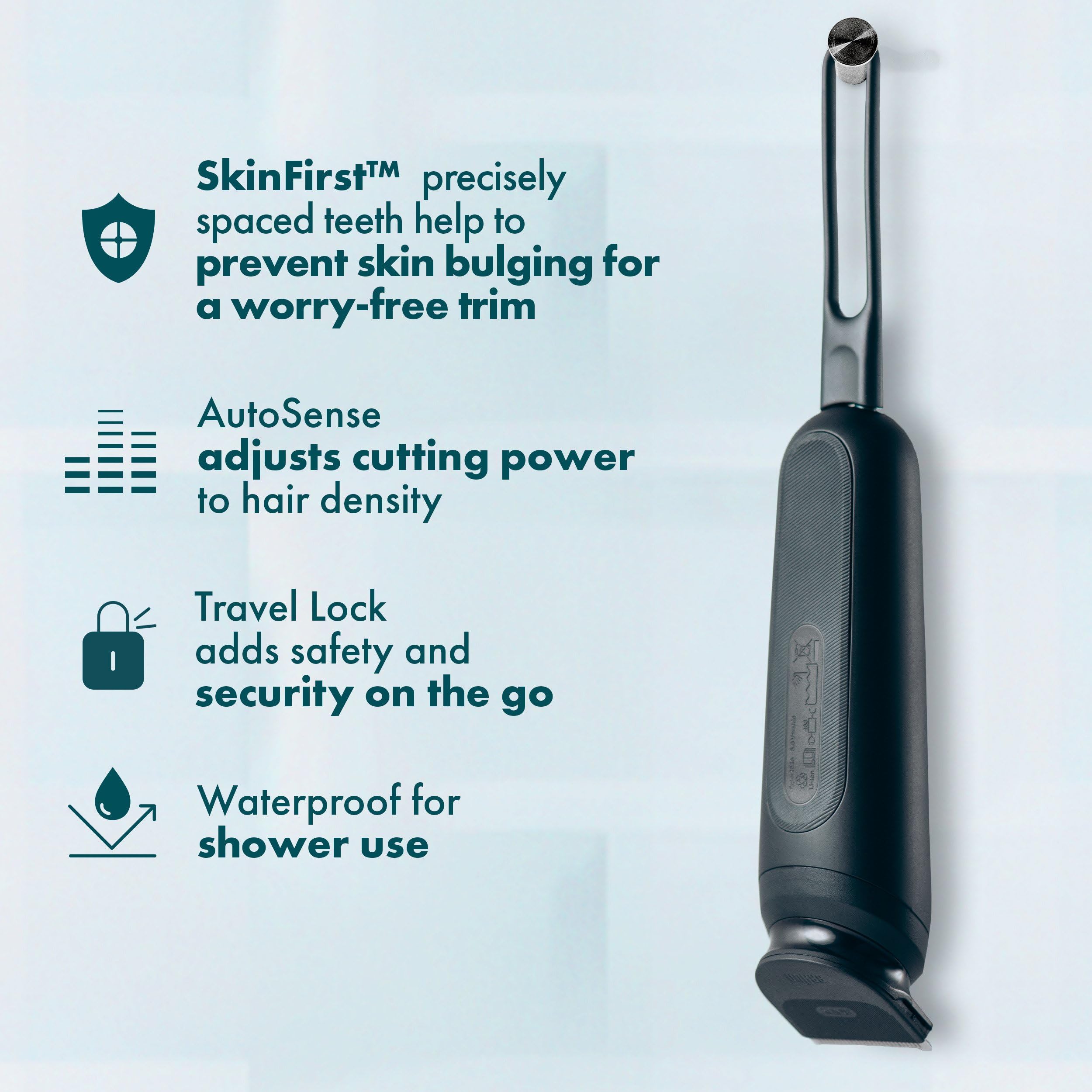 Gillette i7 Premium Men's Pubic Hair Trimmer - Waterproof LED Body Groomer for Manscaping | Smooth Shaving for Bikini Line, Chest & Underarms | Perfect for Travel & Gym Use