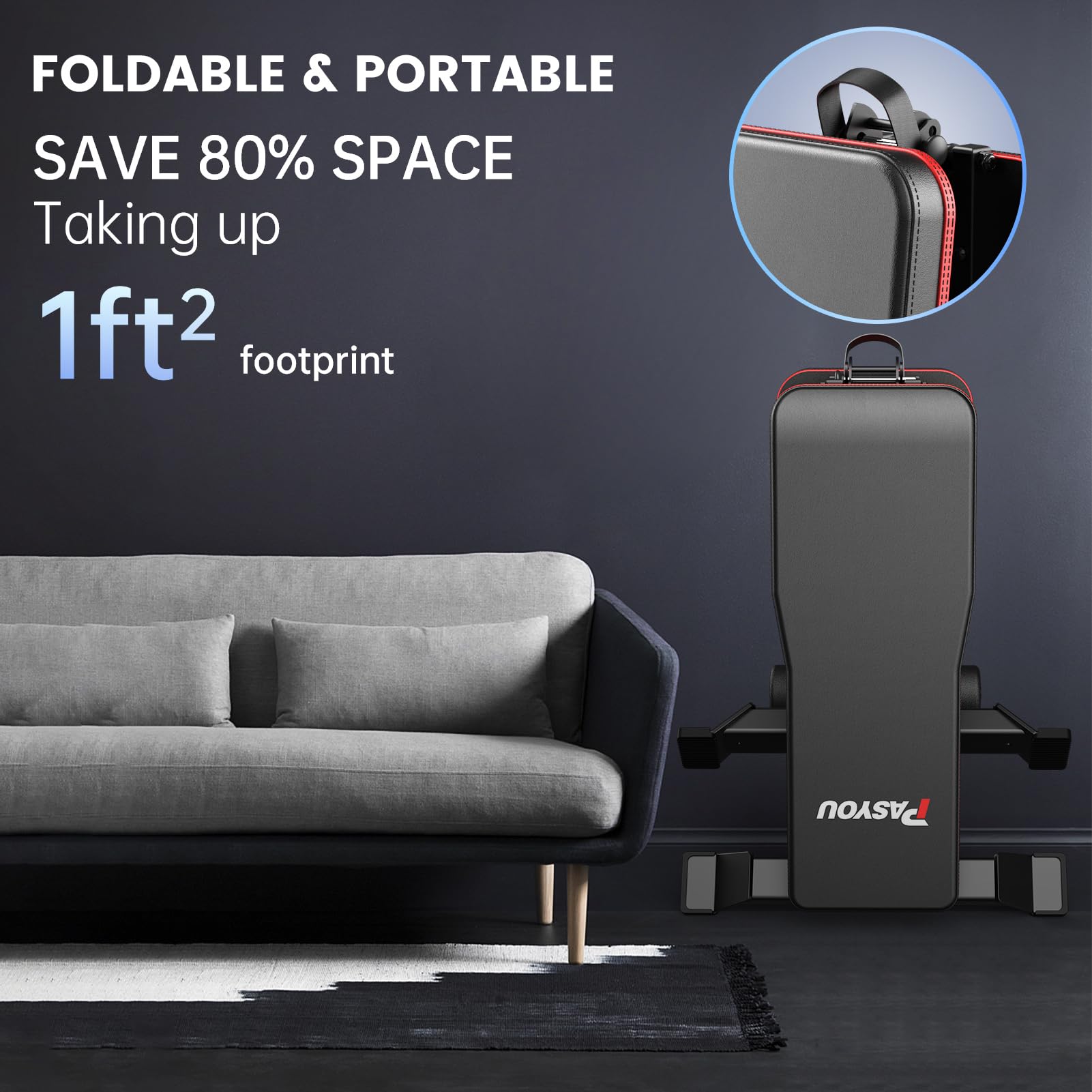 PASYOU Adjustable Weight Bench for Full Body Workout - Foldable Multi-Purpose Home Gym Equipment with Incline & Decline Settings - Perfect for Strength Training, Cardio, and Home Fitness Routines