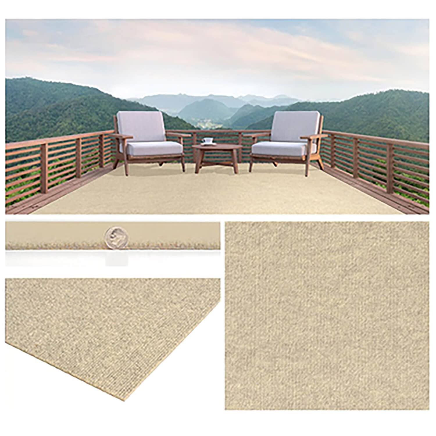 KOECKRITZ 8x8 Feet Ivory Square Indoor Outdoor Carpet Rug - Soft & Durable Floor Mat for Living Room, Bedroom, Patio or Deck