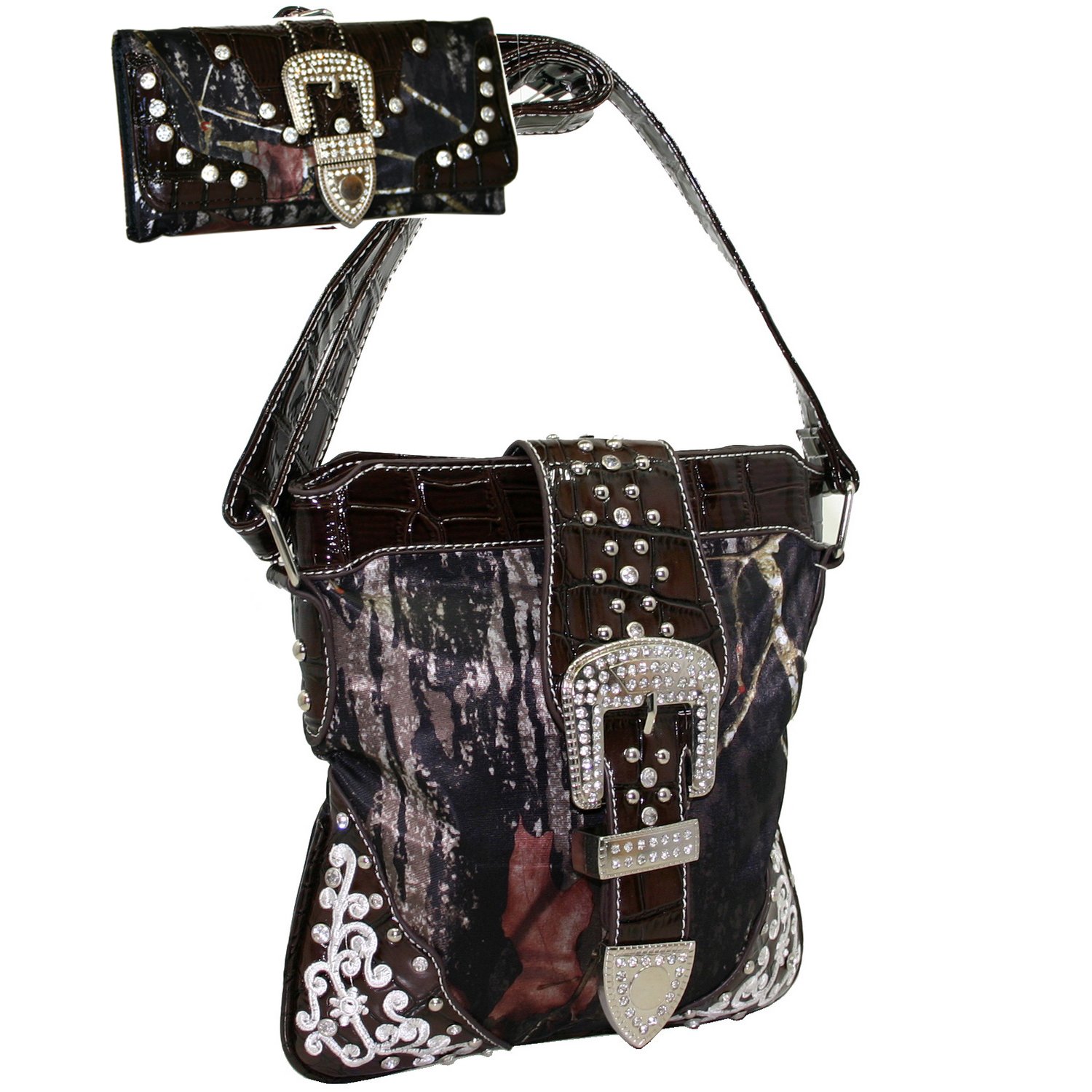 Western Rhinestone Crossbody Messenger Bag with Matching Wallet - Stylish & Functional for Women's Daily Use, Parties, and Travel