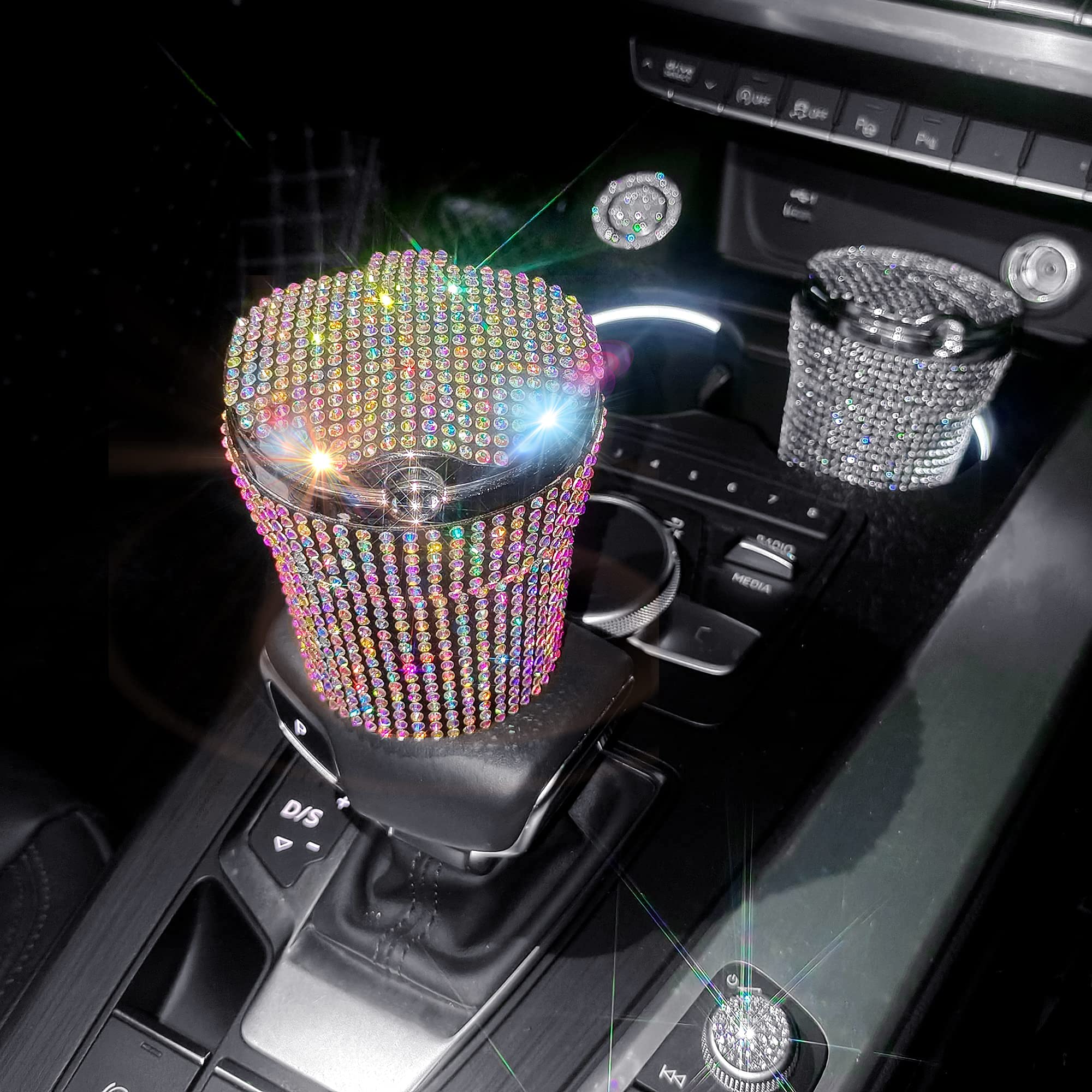 Stainless Steel Car Cigarette Ashtray with Lid & Blue LED Light - Smokeless Vehicle Cup Holder Ashtray for Cars, Trucks & RVs | Perfect for Road Trips, Commuting & Travel Accessories