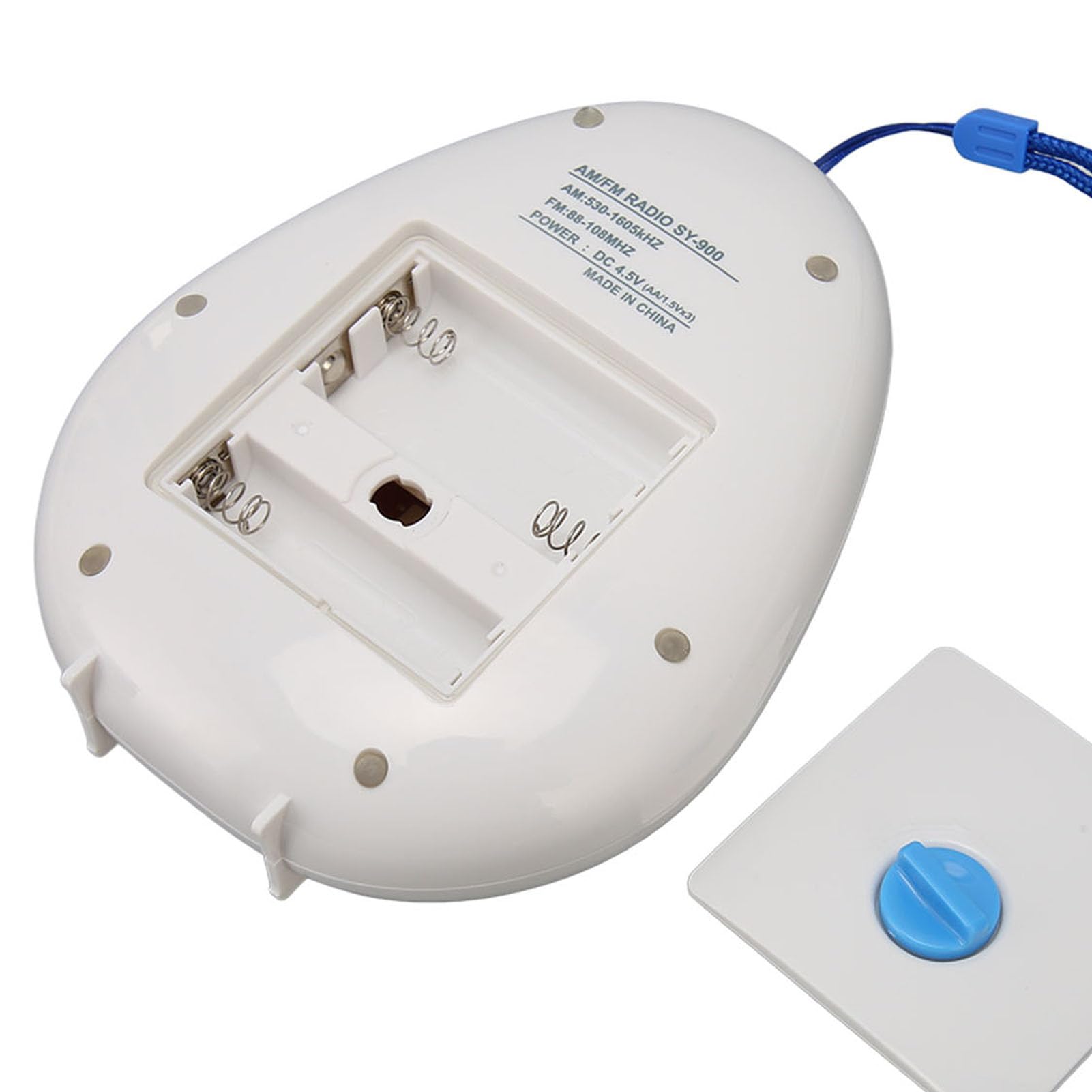 Portable Shower Radio - Battery Operated FM/AM Receiver with Built-in Speaker & Rotating Volume Knob - Waterproof Bathroom Radio for Shower, Camping, Beach & Outdoor Activities