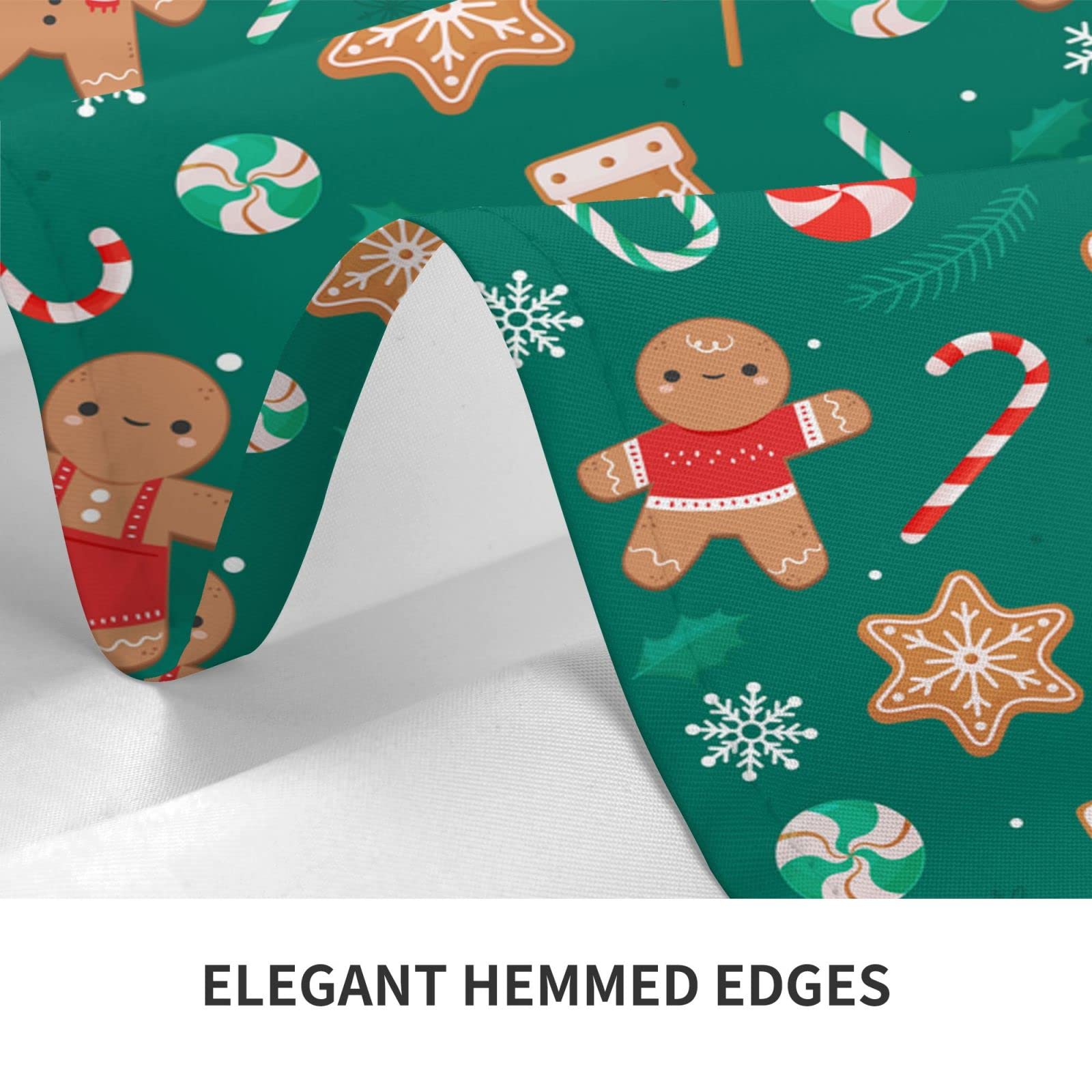 Gingerbread Man Christmas Candy Cane Tablecloth - 60x90 Inch Washable Rectangle Table Cover for Kitchen, Dining, Holiday Party Decorations | Perfect for Christmas Dinner, Cookie Exchange & Winter Celebrations