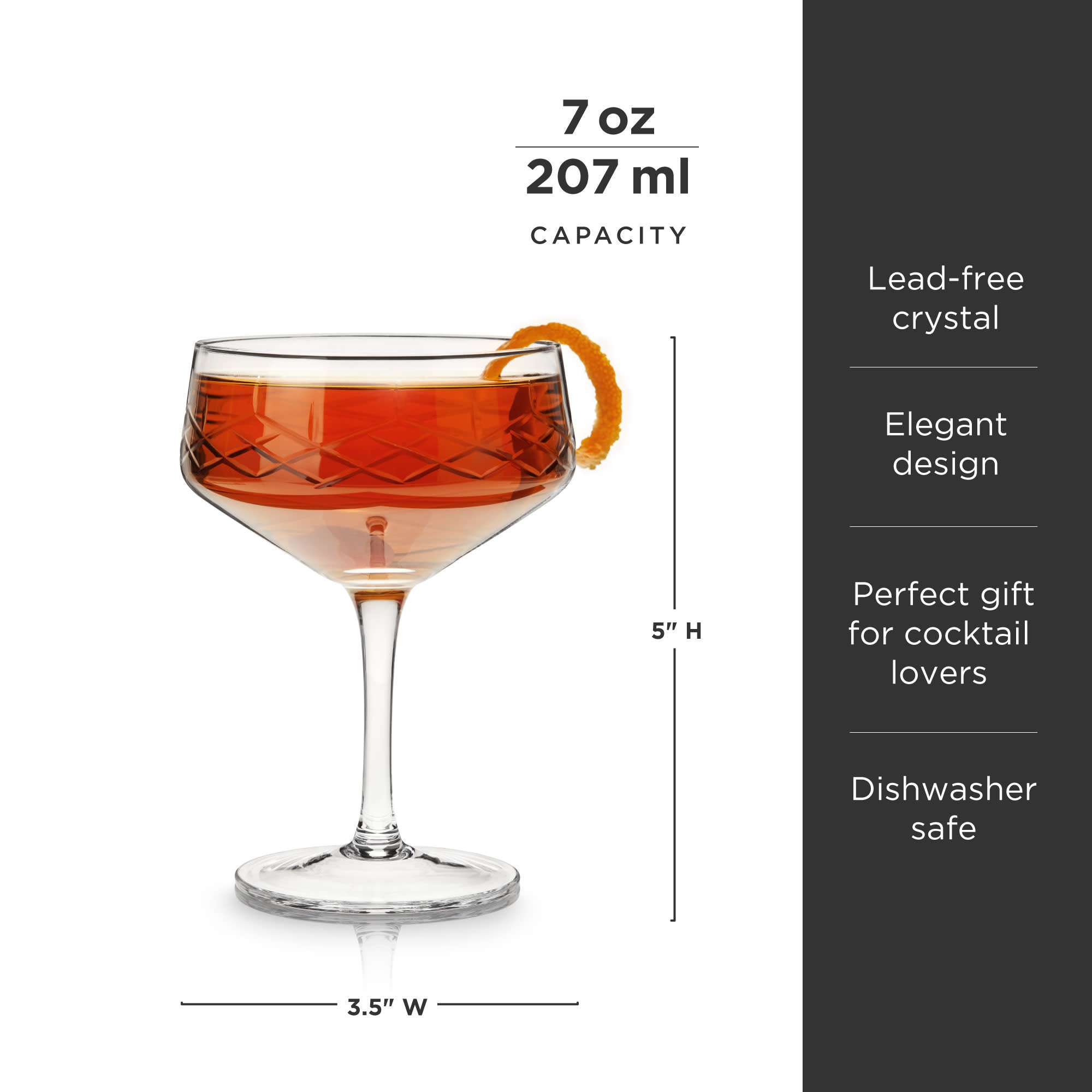 Premium Admiral Crystal Coupe Glasses Set - Elegant Champagne & Cocktail Glasses for Wedding, Party & Special Occasions - 12-Piece Shatter-Resistant Stemware Collection