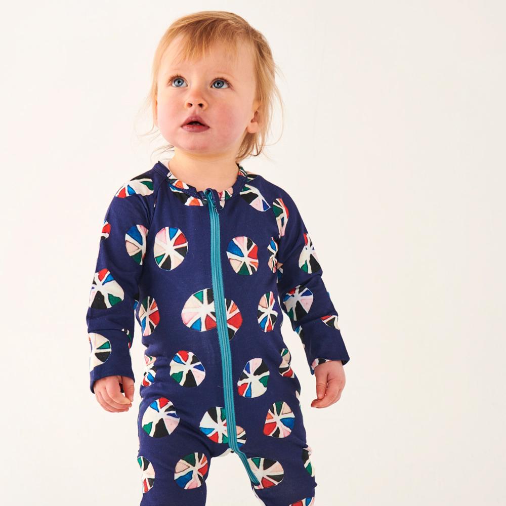 Organic Navy Blue Zip Romper for Baby Boys & Girls - Soft Cotton One-Piece Outfit for Playtime, Daycare & Special Occasions