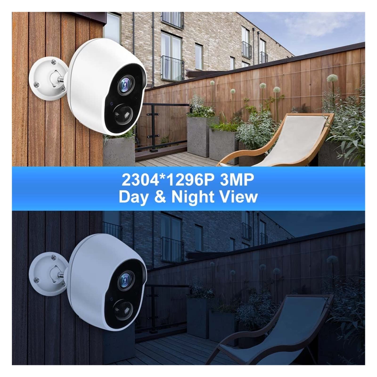3MP Solar Security Camera with Alexa & Tuya Smart Life - 5200/9000mAh Rechargeable Battery, 1080P Outdoor WiFi Surveillance Camera with Siren - Ideal for Home Security, Backyard Monitoring & Property Protection